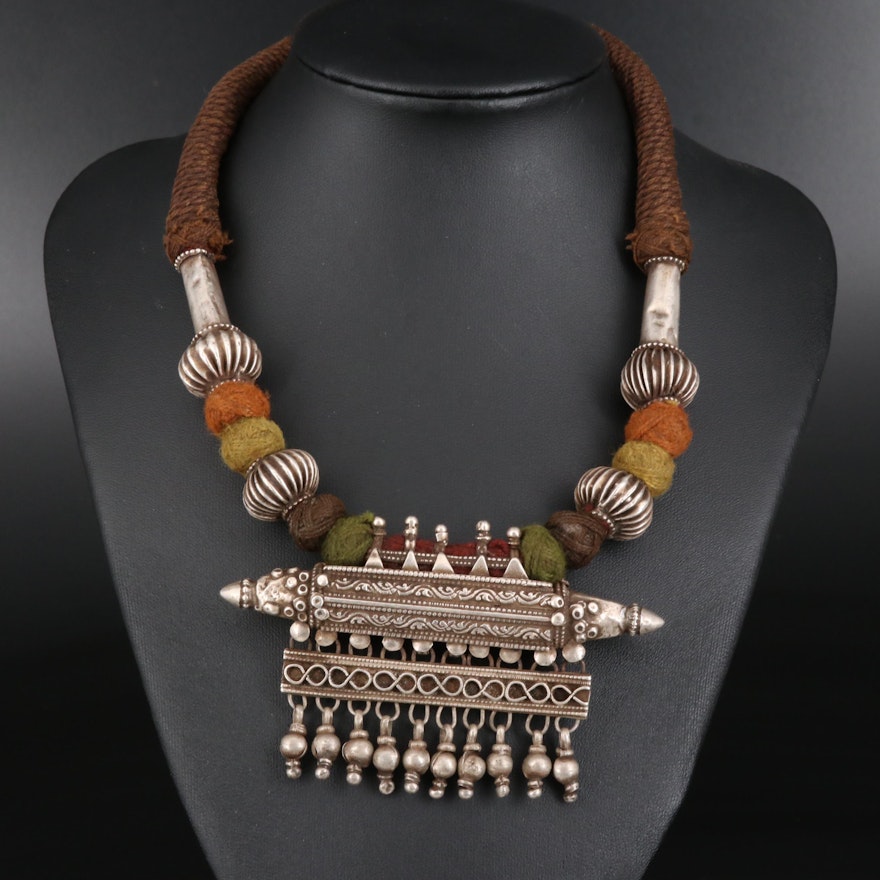 Vintage Indian Ta'wiz Amulet Necklace From Rajasthani Region