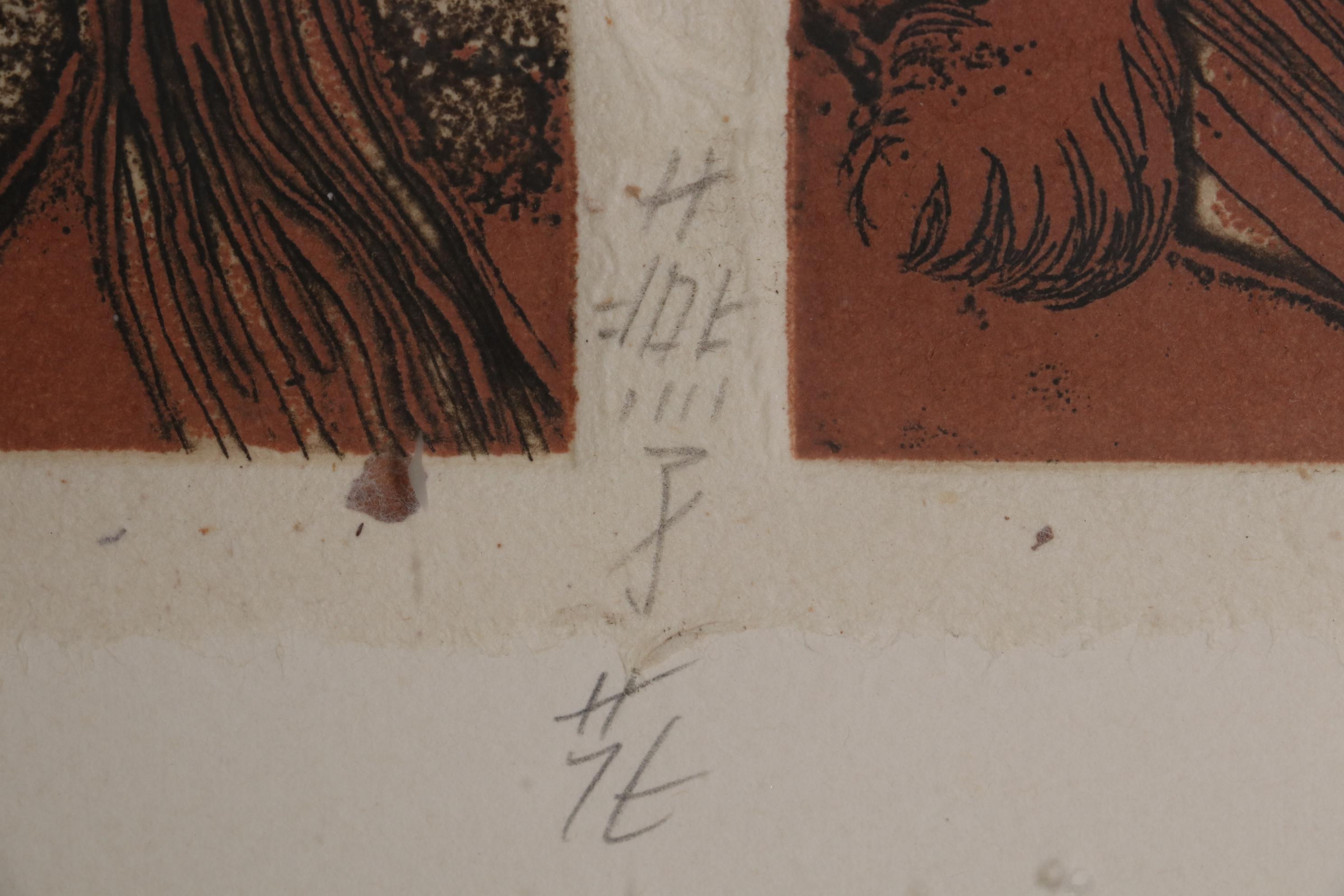 Frances Vella Embossed Color Etching "Irises," Late 20th Century