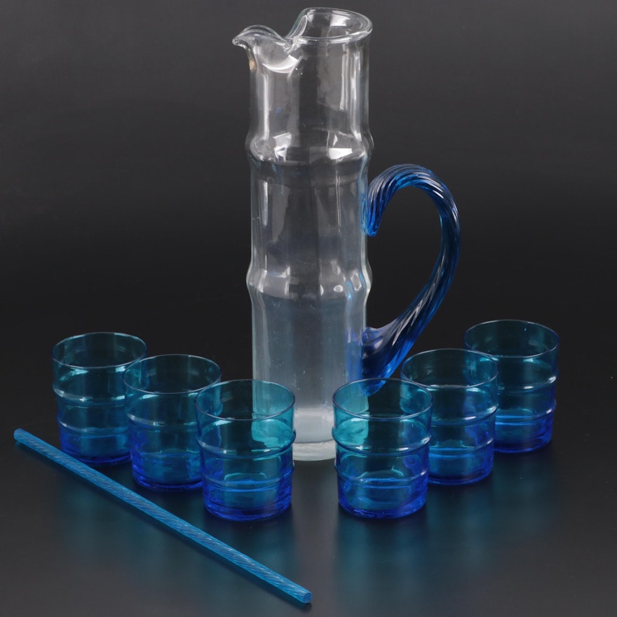 Glass Cocktail Pitcher and Tumblers