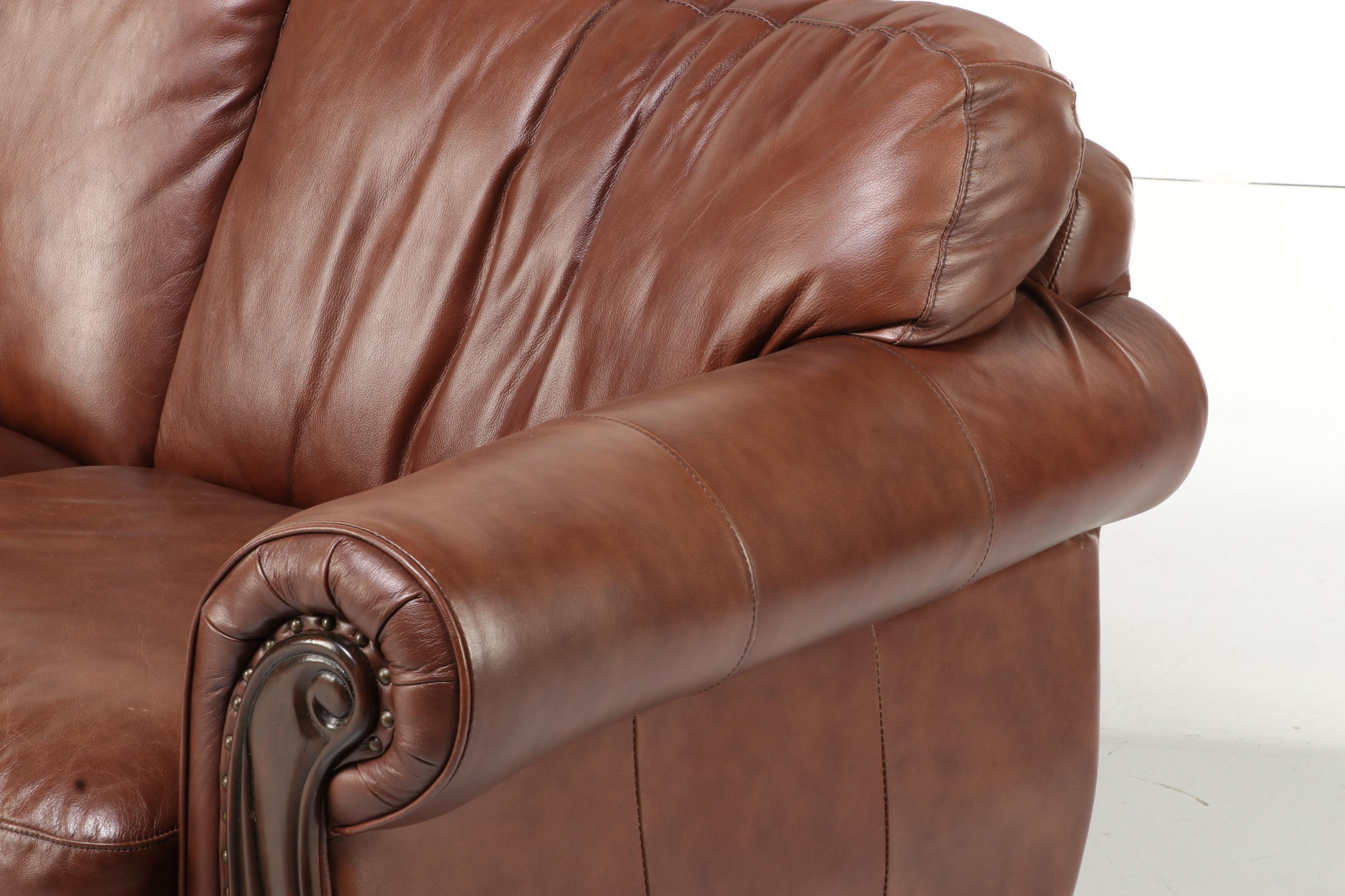 Robinson & Robinson Brass-Tacked Leather Sofa