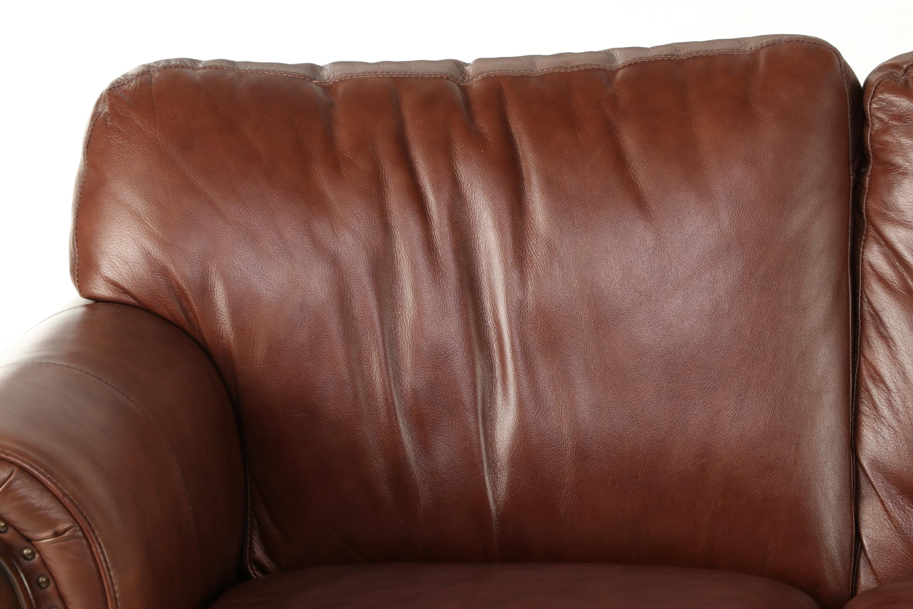 Robinson & Robinson Brass-Tacked Leather Sofa