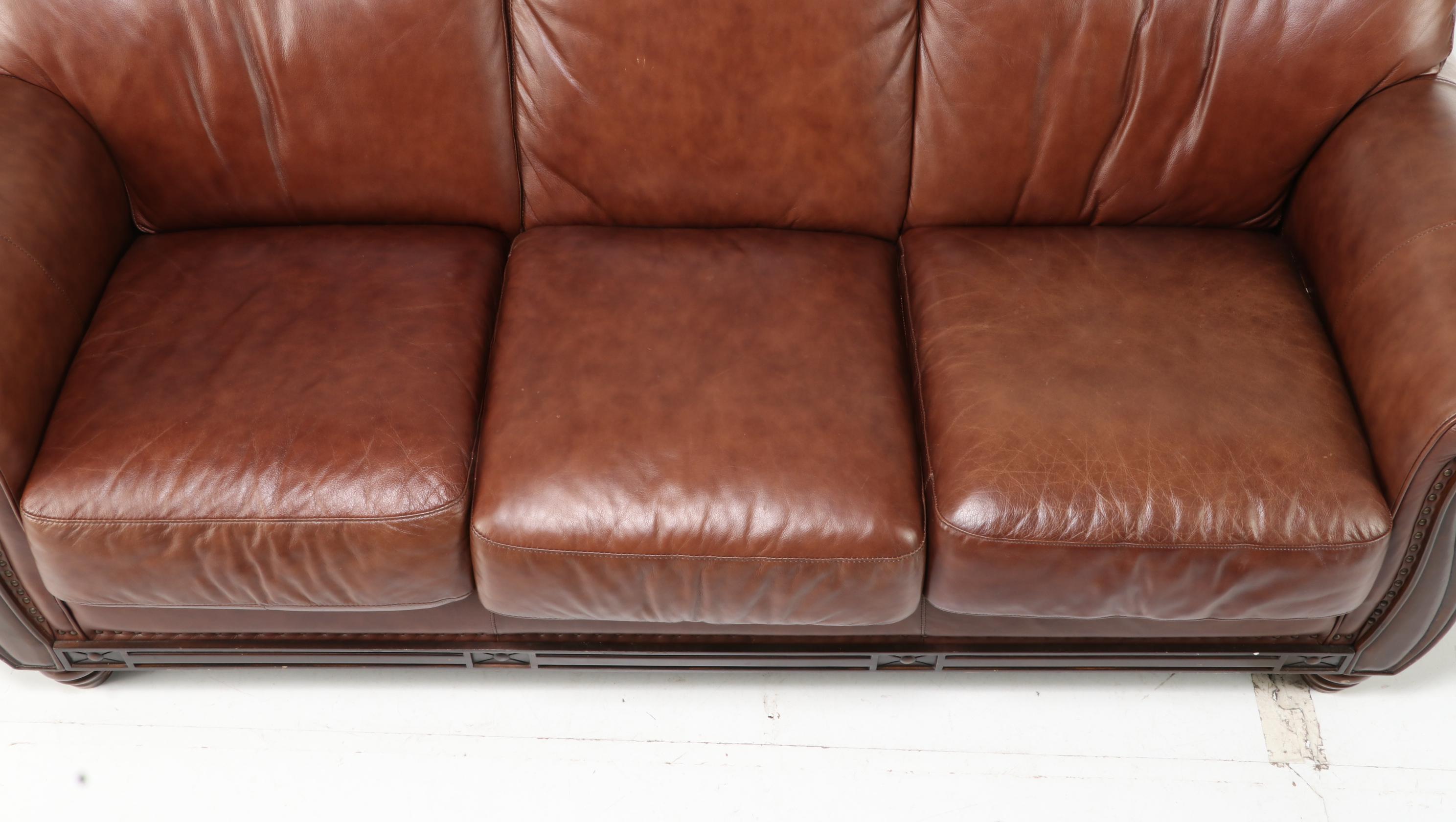Robinson & Robinson Brass-Tacked Leather Sofa