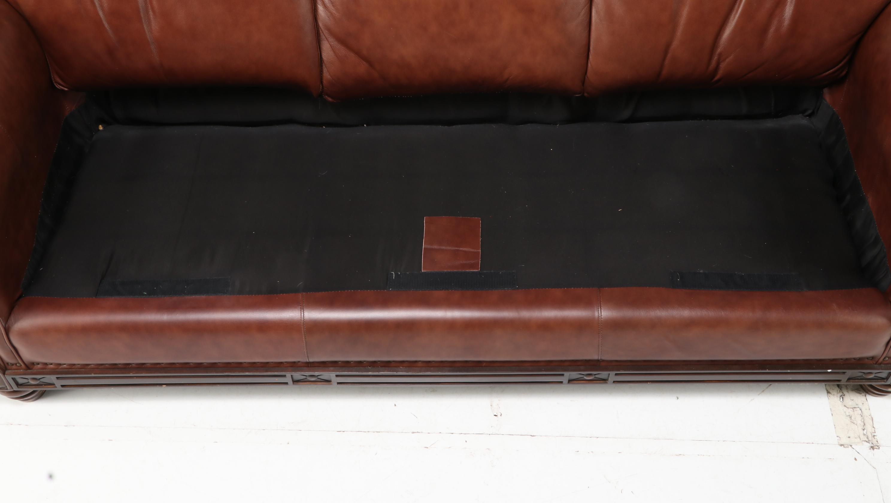 Robinson & Robinson Brass-Tacked Leather Sofa