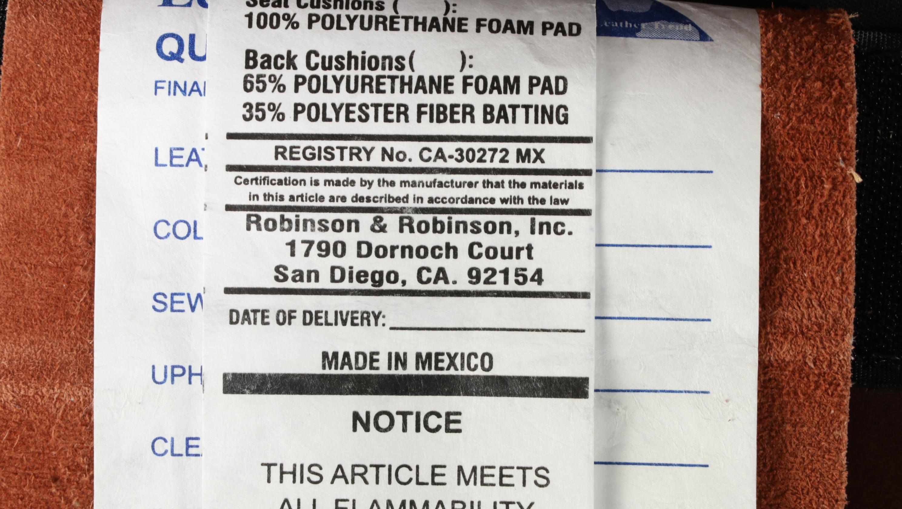 Robinson & Robinson Brass-Tacked Leather Sofa