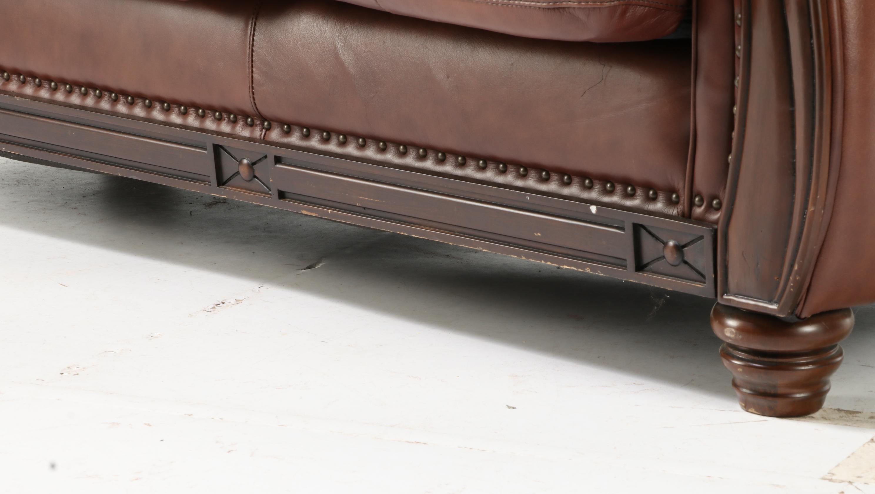 Robinson & Robinson Brass-Tacked Leather Sofa