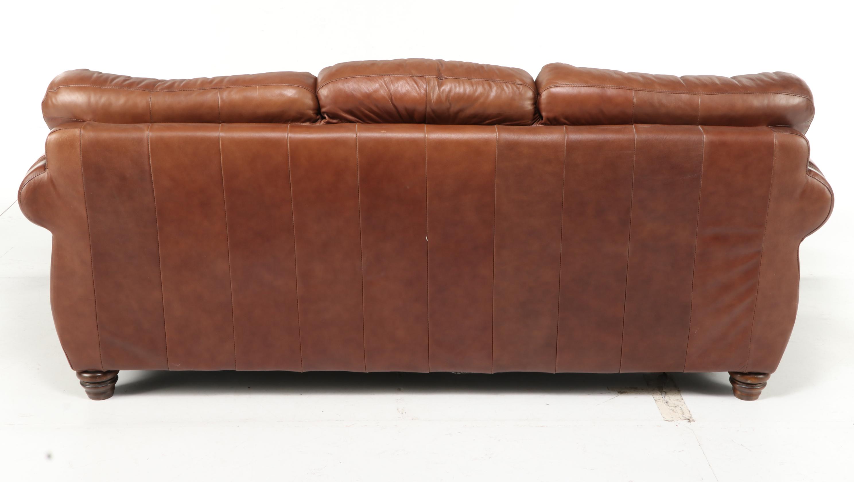 Robinson & Robinson Brass-Tacked Leather Sofa
