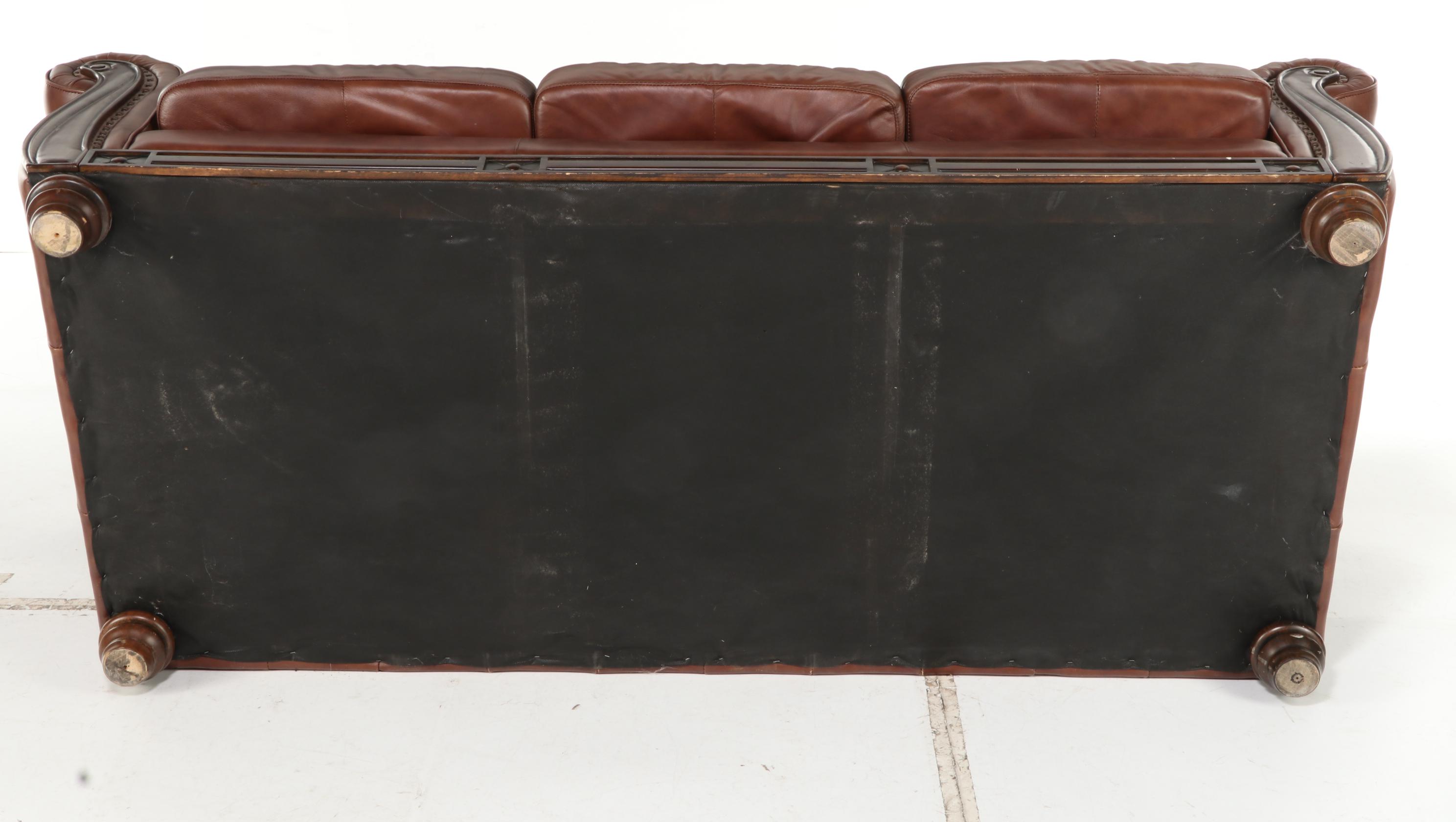 Robinson & Robinson Brass-Tacked Leather Sofa