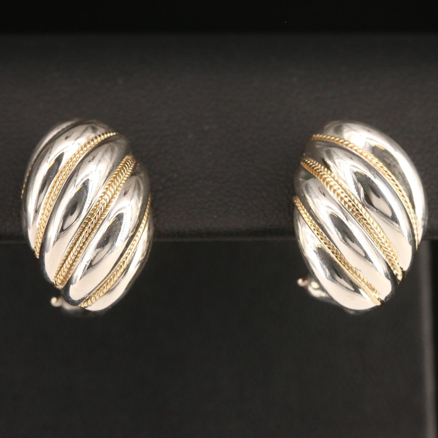Tiffany & Co. Sterling Silver Earrings with 18K Braided Accents