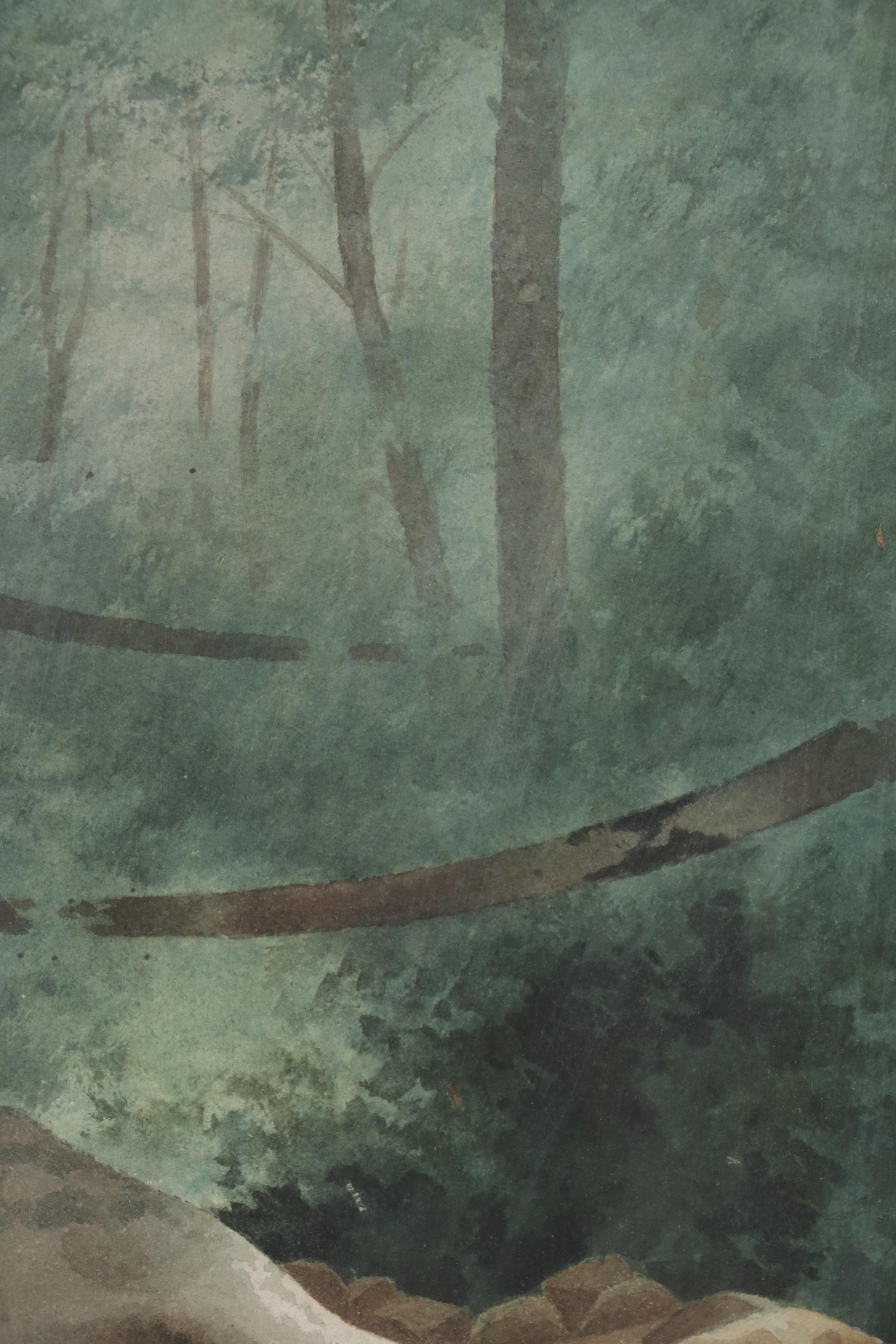 Charles Dickens Wader Landscape Watercolor Painting of Rock Formations