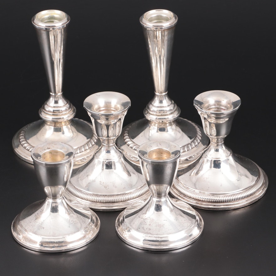 Newport, Duchin Creation and Preisner Weighted Sterling Silver Candlesticks