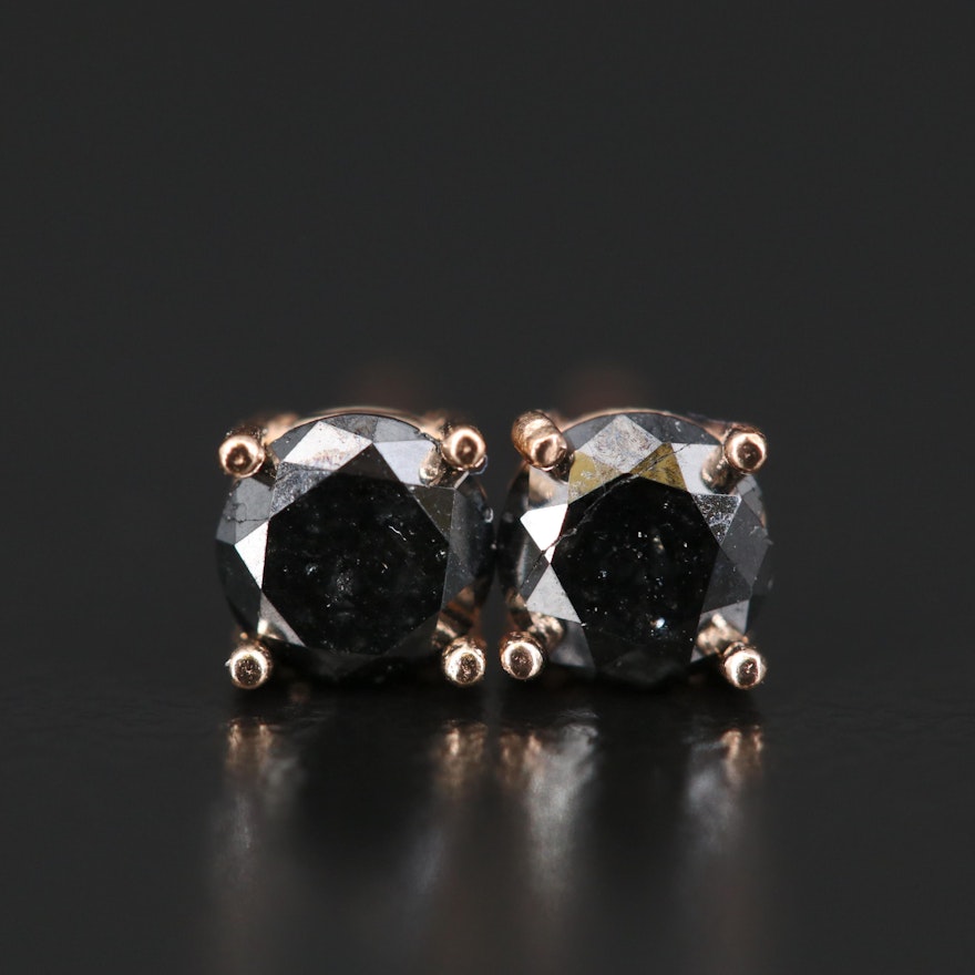 14K 0.66 CTW Black Diamond Stud Earrings