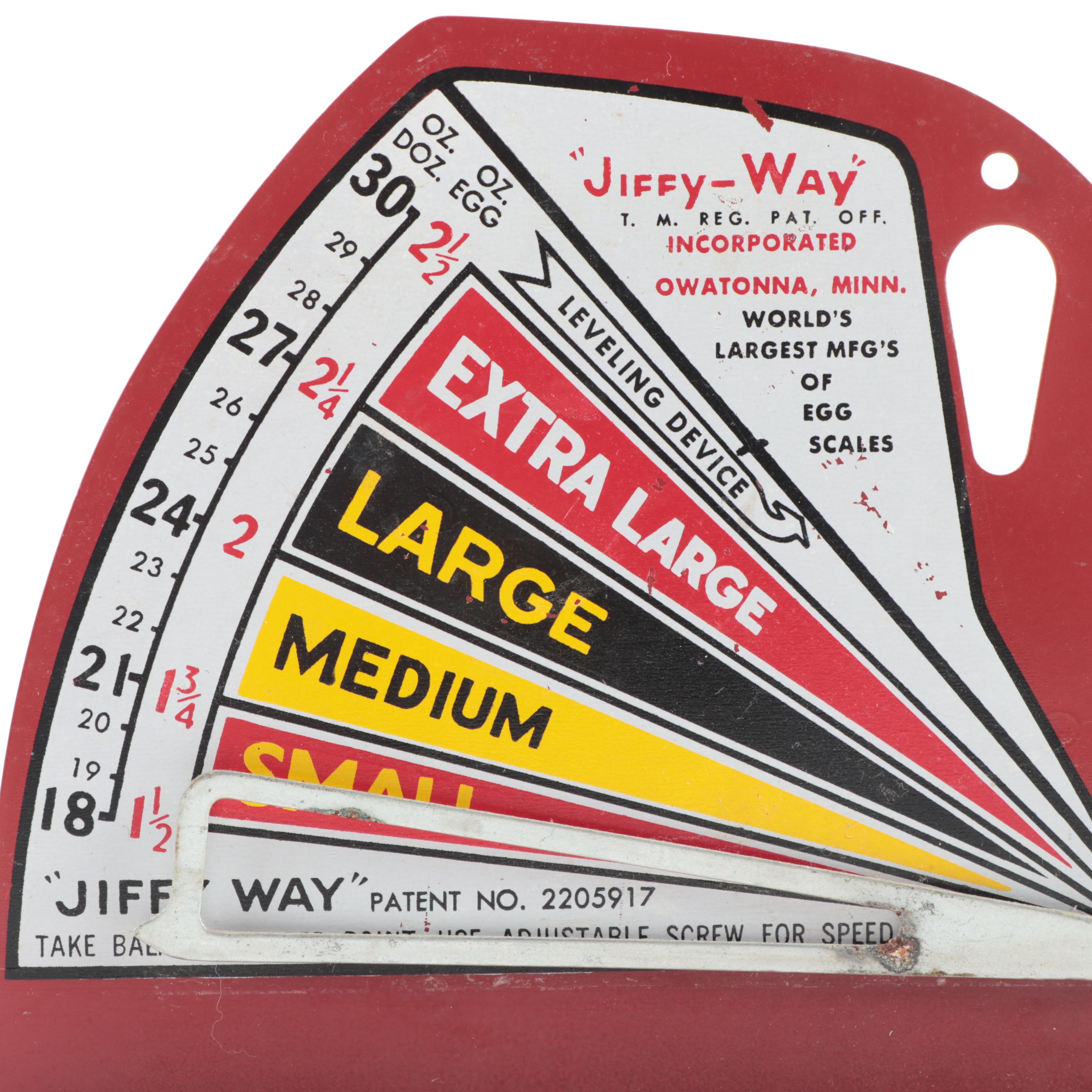 Jiffy-Way Red Metal Egg Scale, Vintage