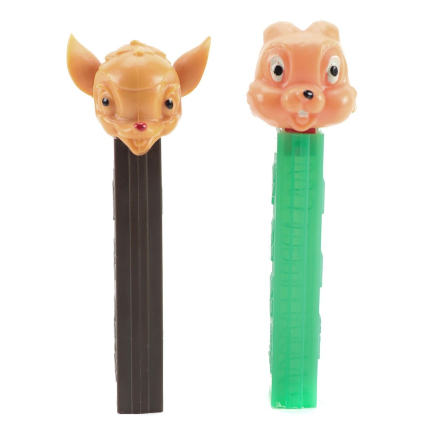 PEZ "Bambi" and "Thumper" Candy Dispensers with No Feet, 1970s