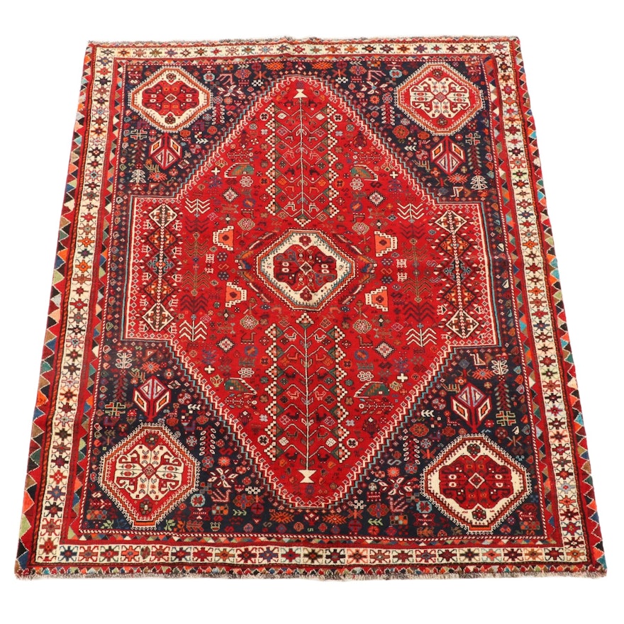 6'3 x 7'11 Hand-Knotted Persian Abadeh Wool Area Rug