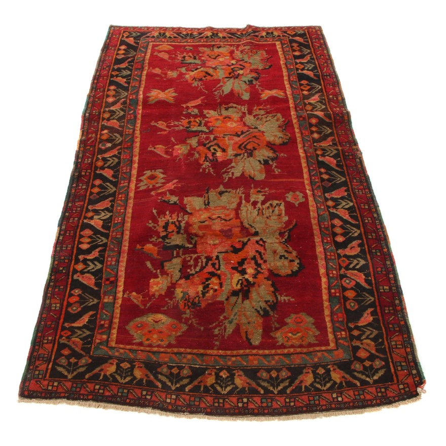 4'4 x 7'10 Hand-Knotted Caucasian Karabagh Pictorial Area Rug, 1920s
