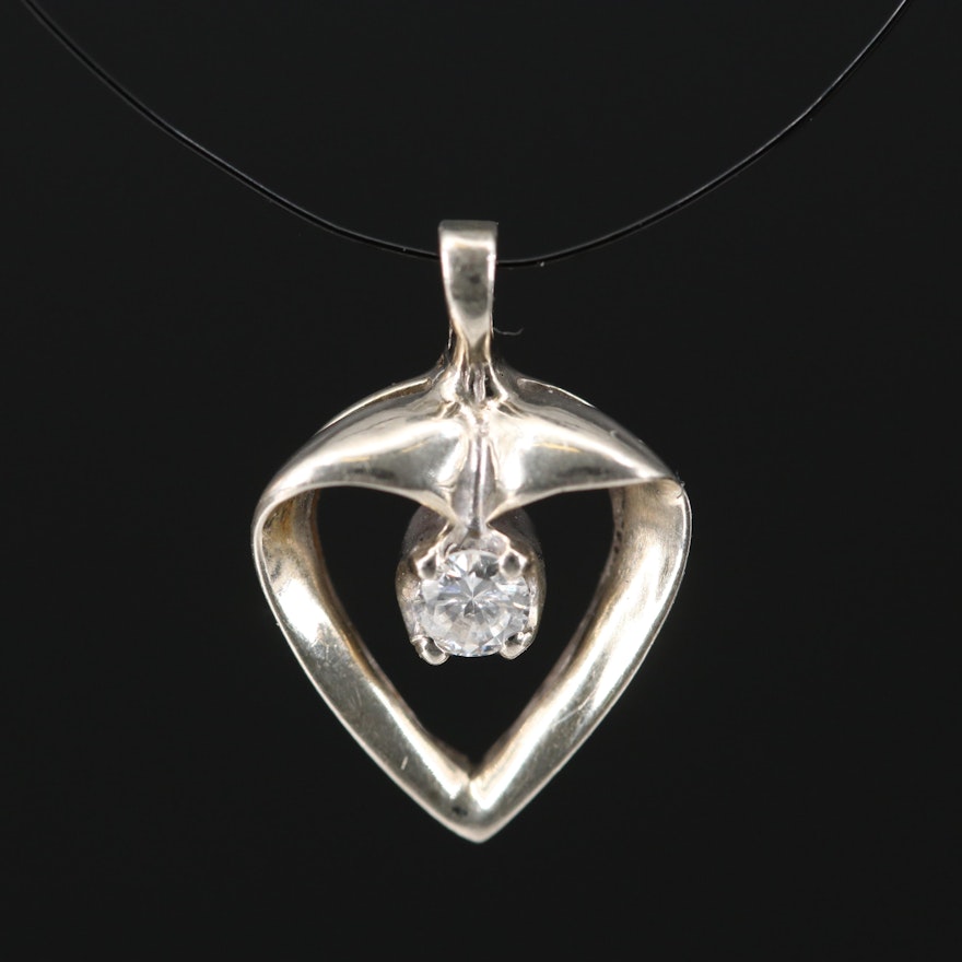 14K Diamond Heart Pendant