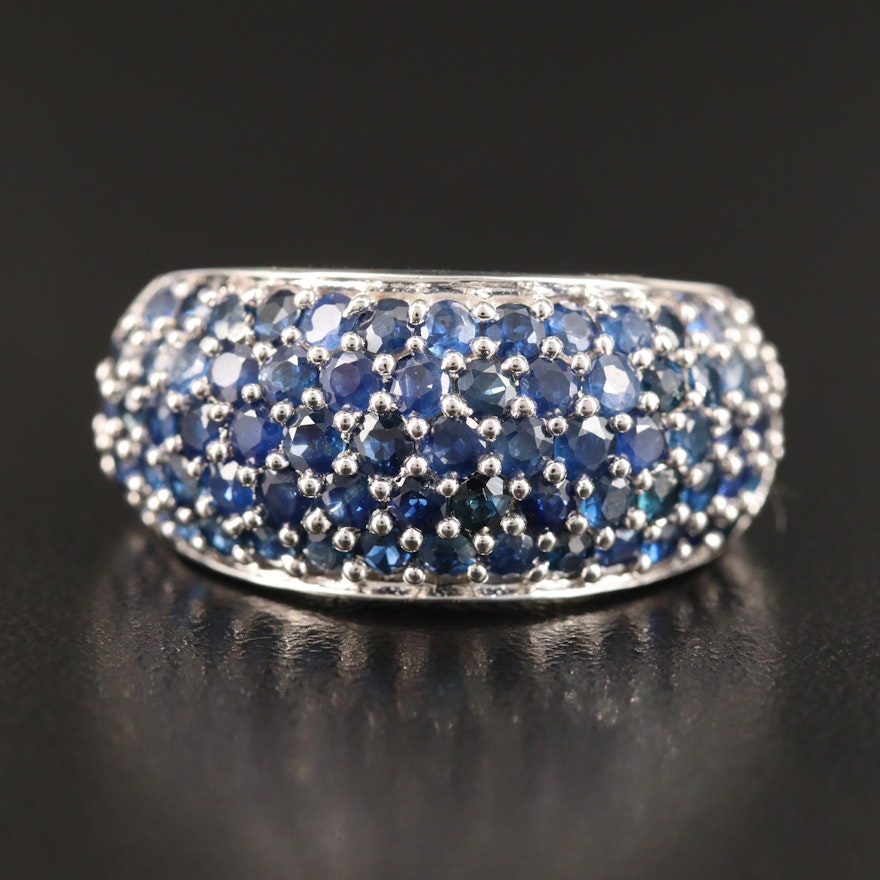 Sterling Silver Pavé Sapphire Dome Ring