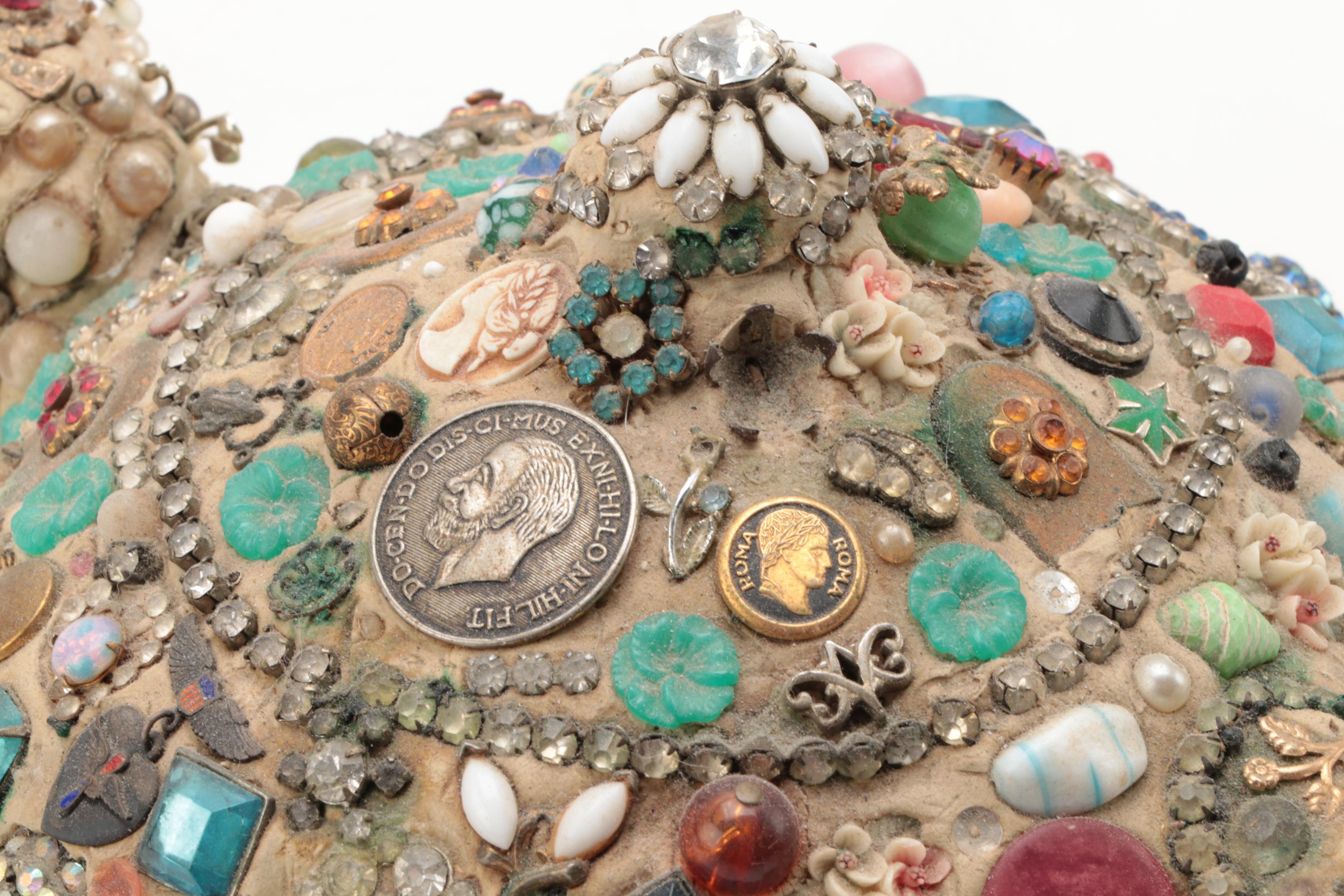 American Folk Art "Memory Jug" Decorative Teapot