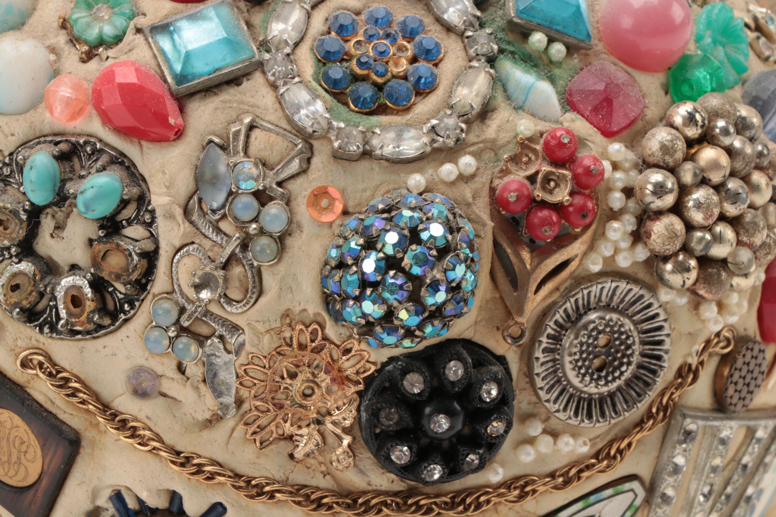 American Folk Art "Memory Jug" Decorative Teapot