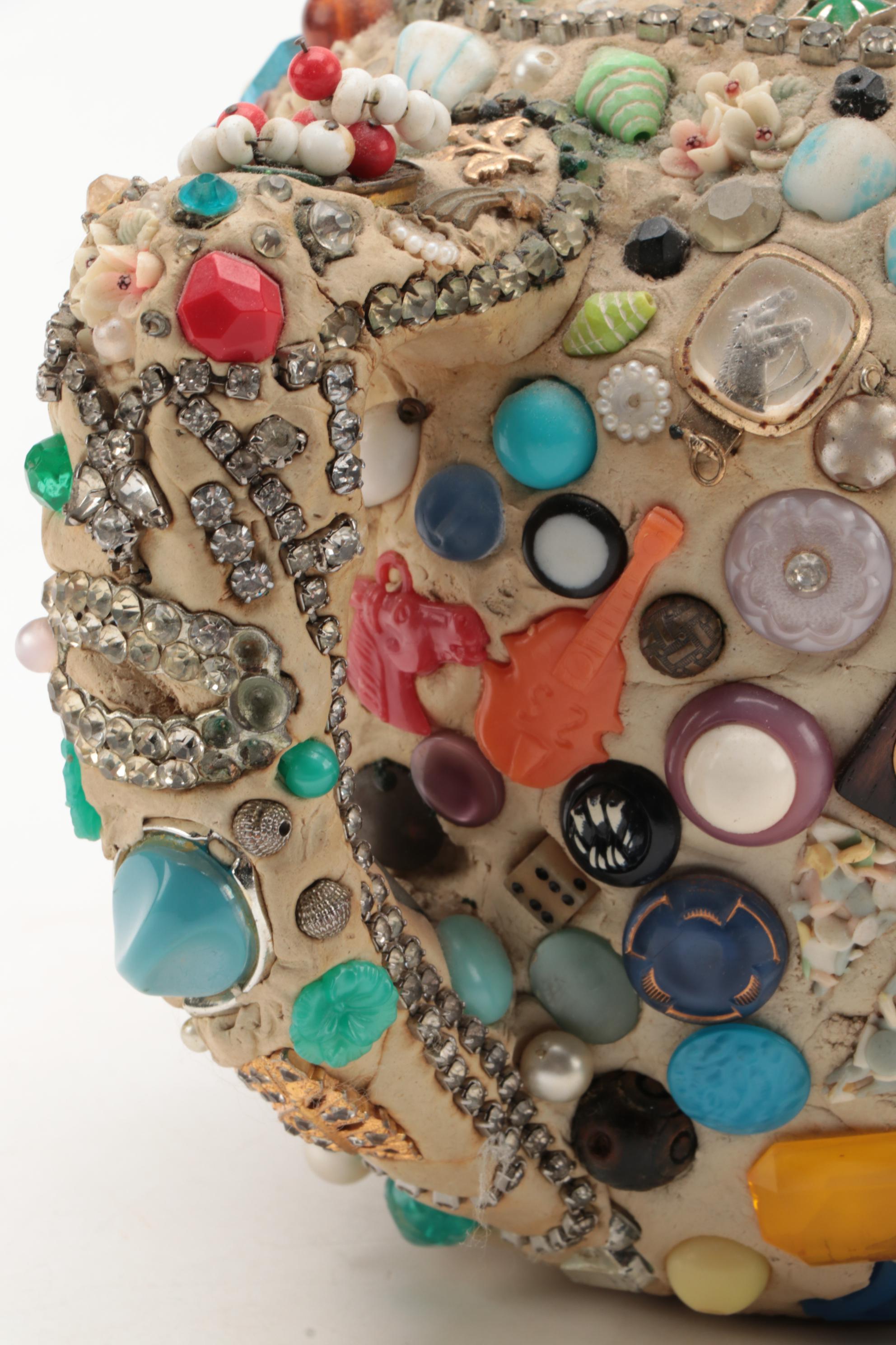 American Folk Art "Memory Jug" Decorative Teapot