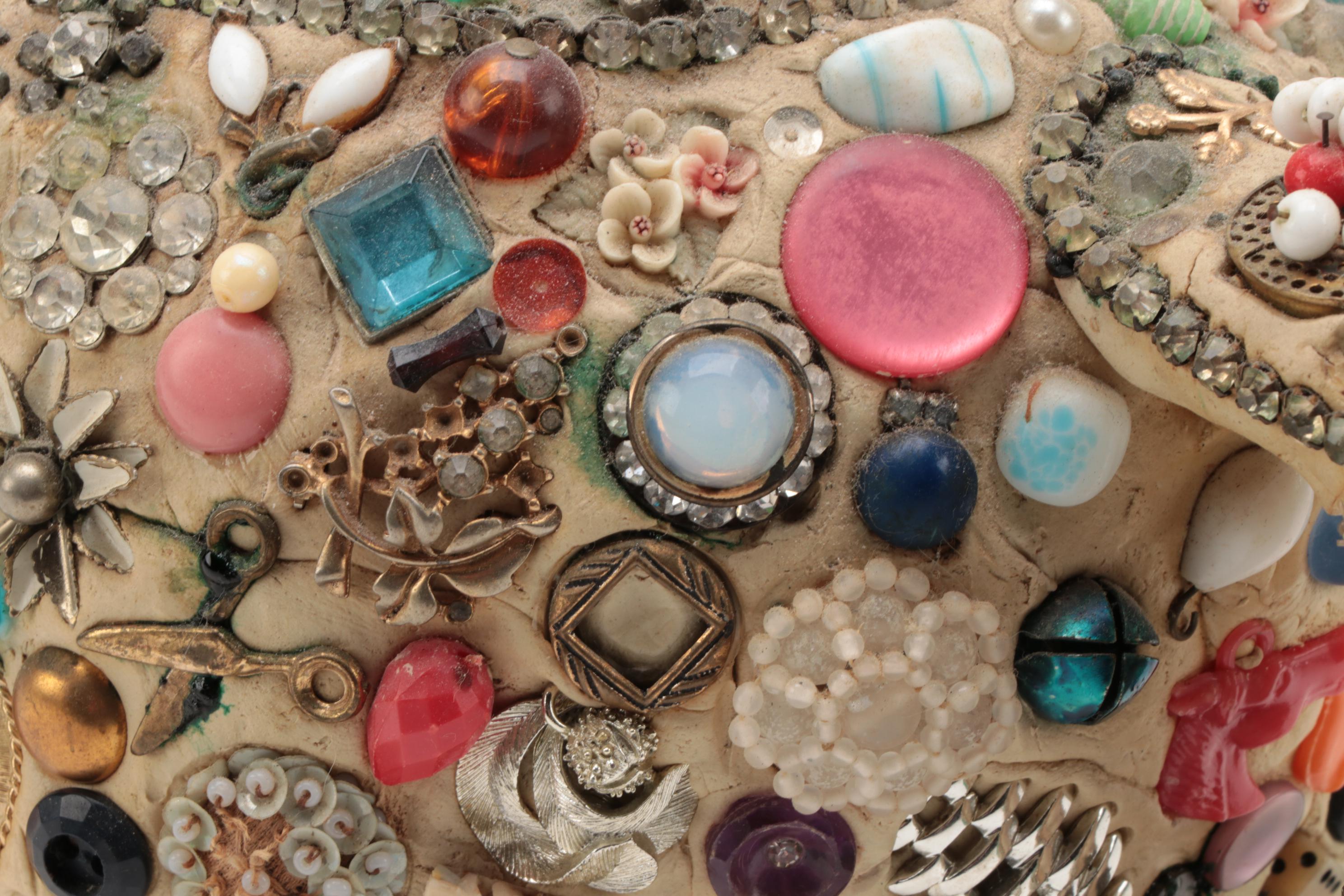 American Folk Art "Memory Jug" Decorative Teapot