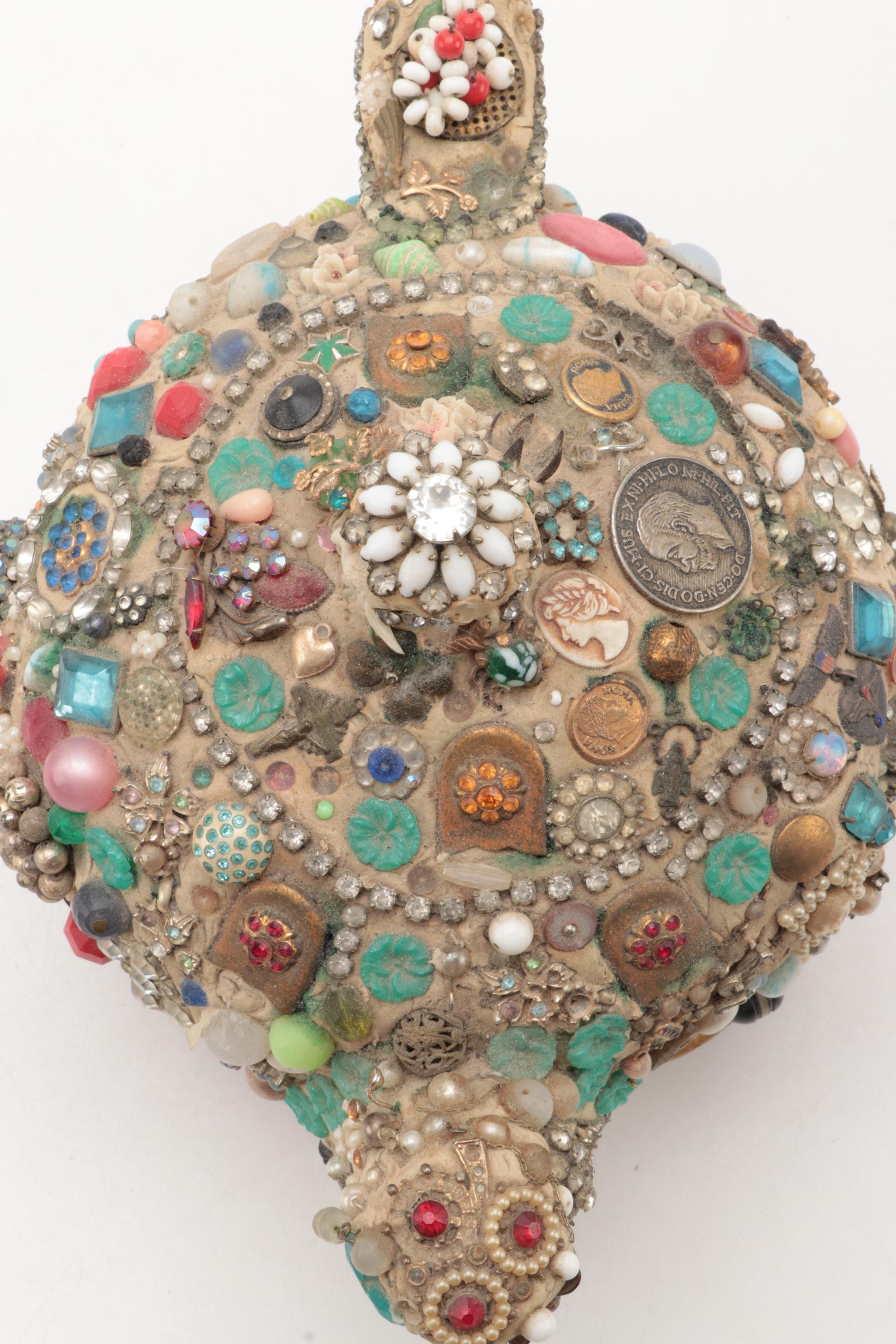 American Folk Art "Memory Jug" Decorative Teapot