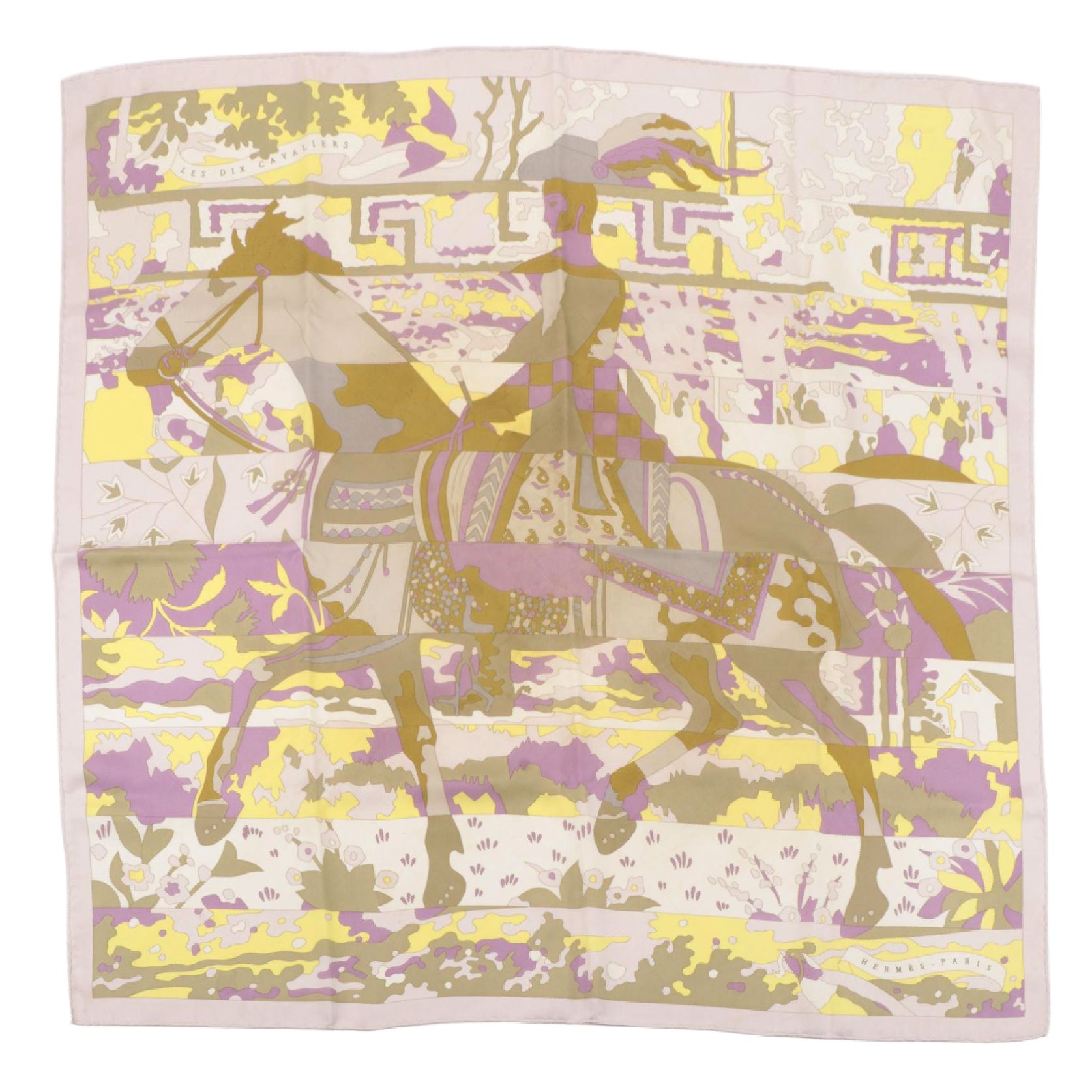 Hermès Paris "Les Dix Cavaliers" Silk Twill Scarf with Box