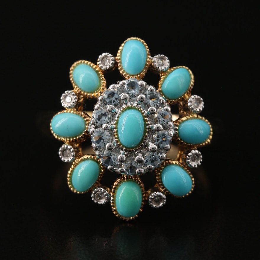 Sterling Turquoise, Cubic Zirconia snif Diamond Ring