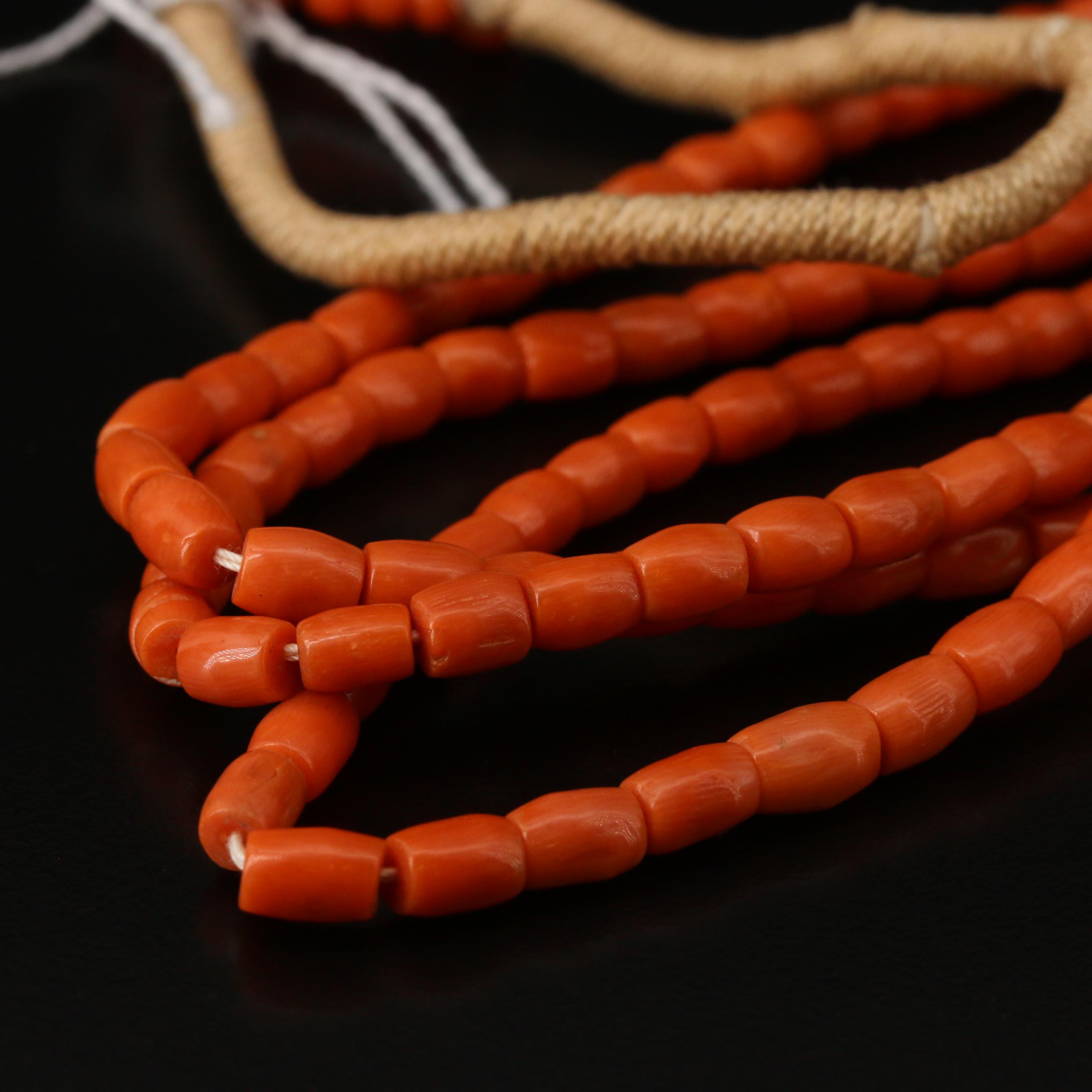 Coral Multi-Strand Bead Necklace