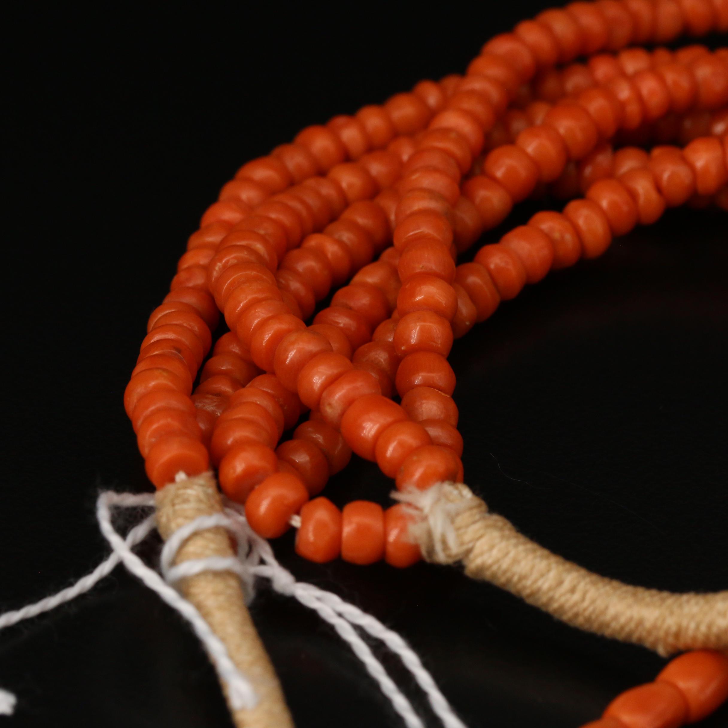 Coral Multi-Strand Bead Necklace