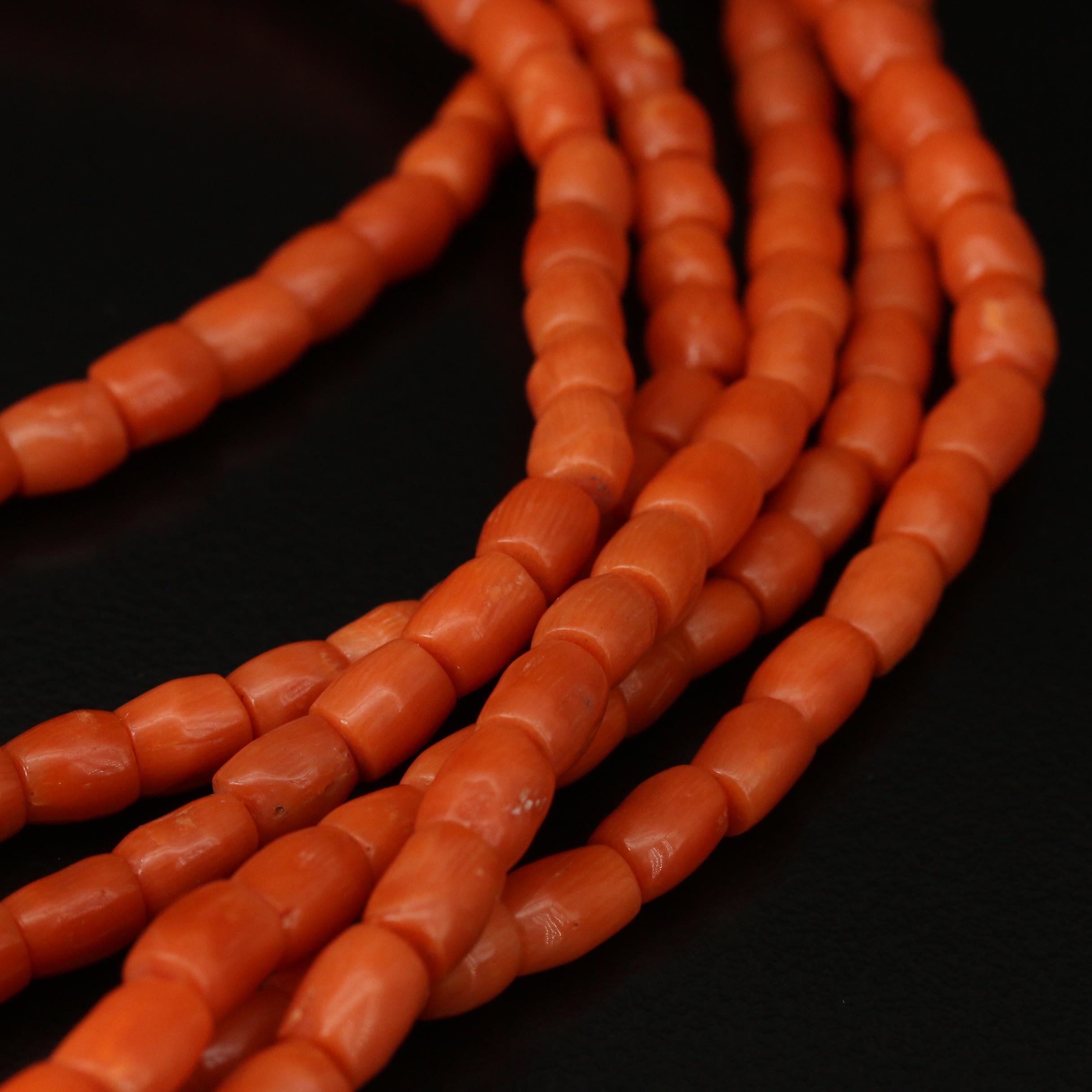 Coral Multi-Strand Bead Necklace