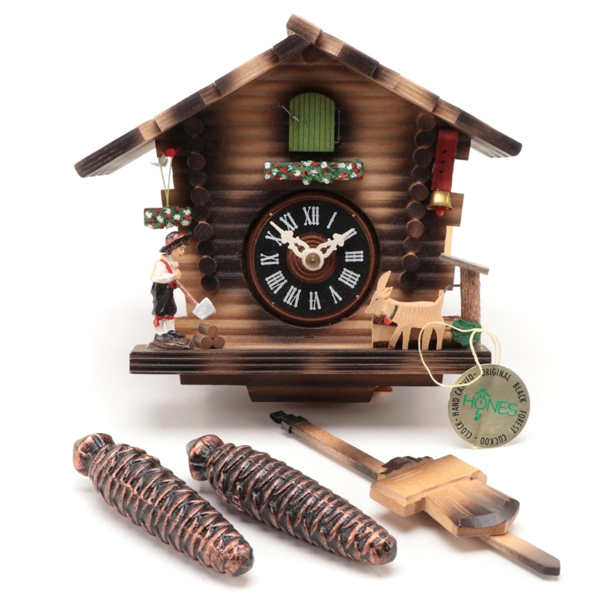 Hones Black Forest Hand-Carved Cuckoo Clock, Late 20th Century