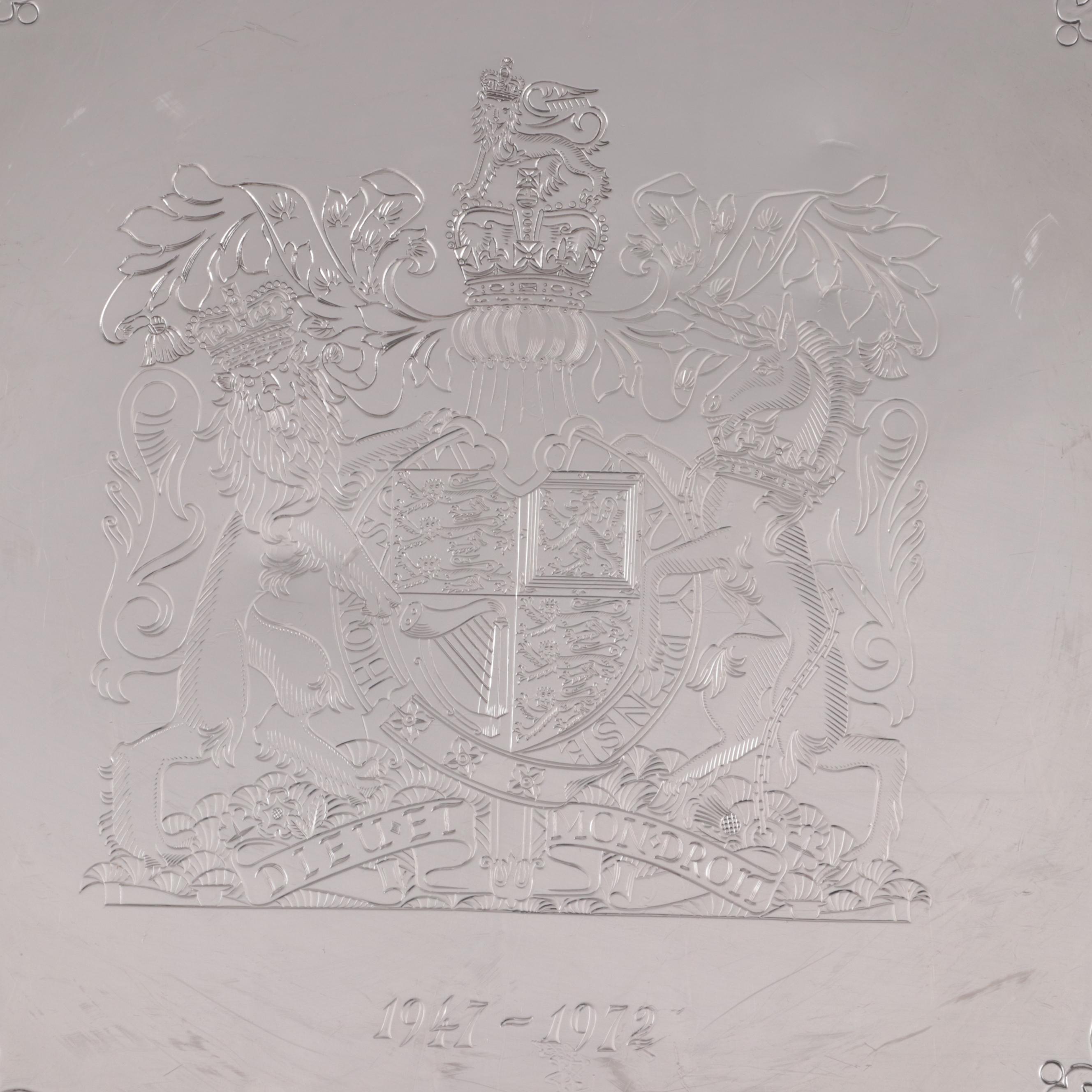 Garrard & Co. Sterling Silver Elizabeth II Wedding Anniversary Punch Set, 1972