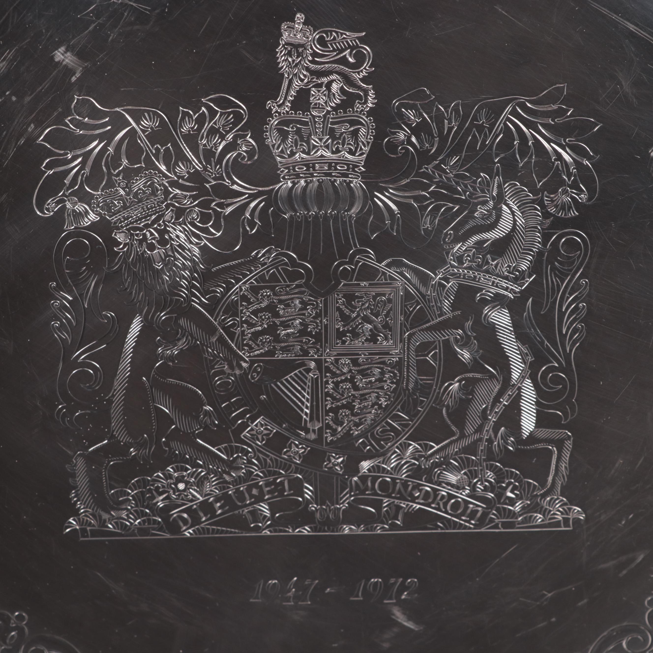 Garrard & Co. Sterling Silver Elizabeth II Wedding Anniversary Punch Set, 1972