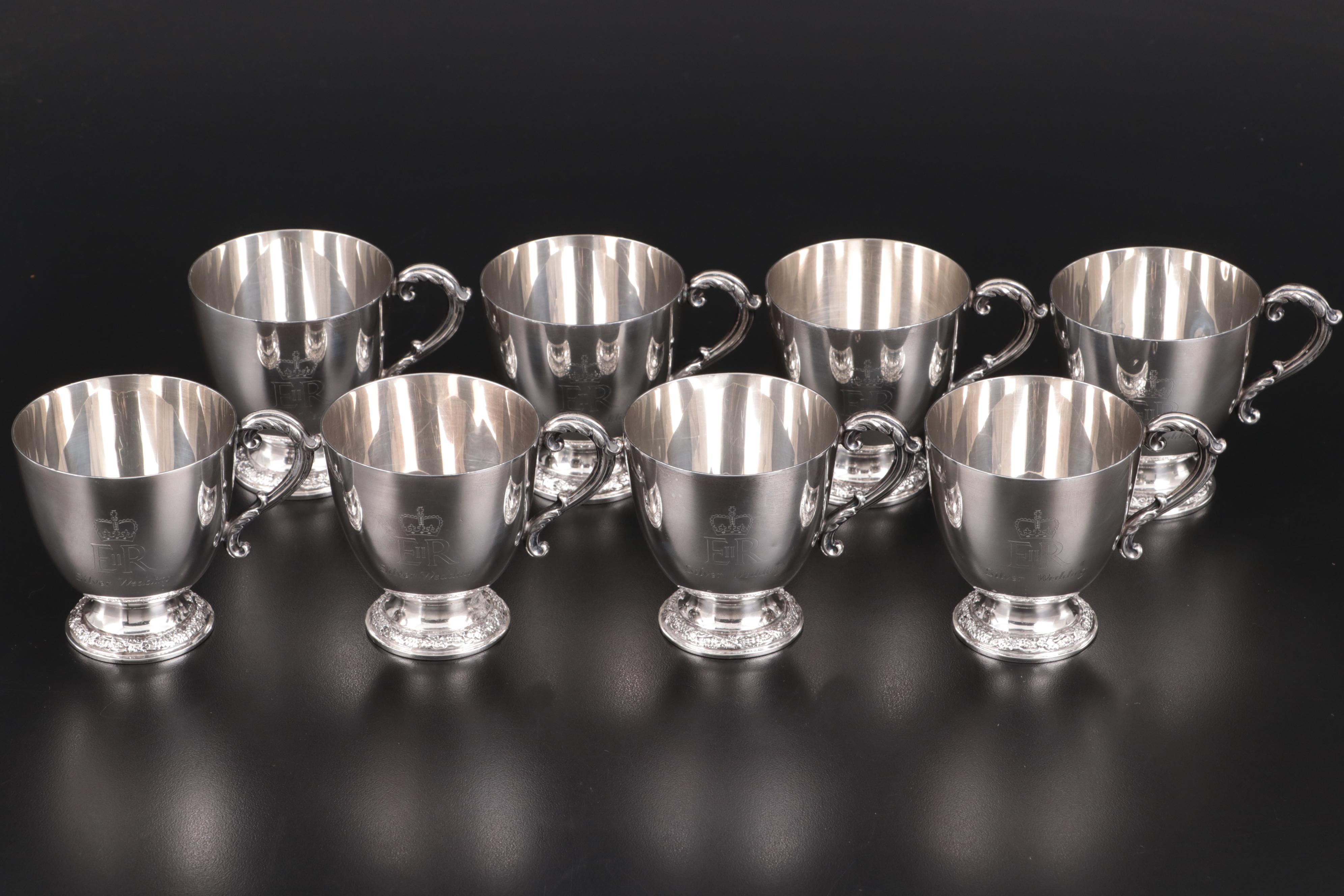 Garrard & Co. Sterling Silver Elizabeth II Wedding Anniversary Punch Set, 1972