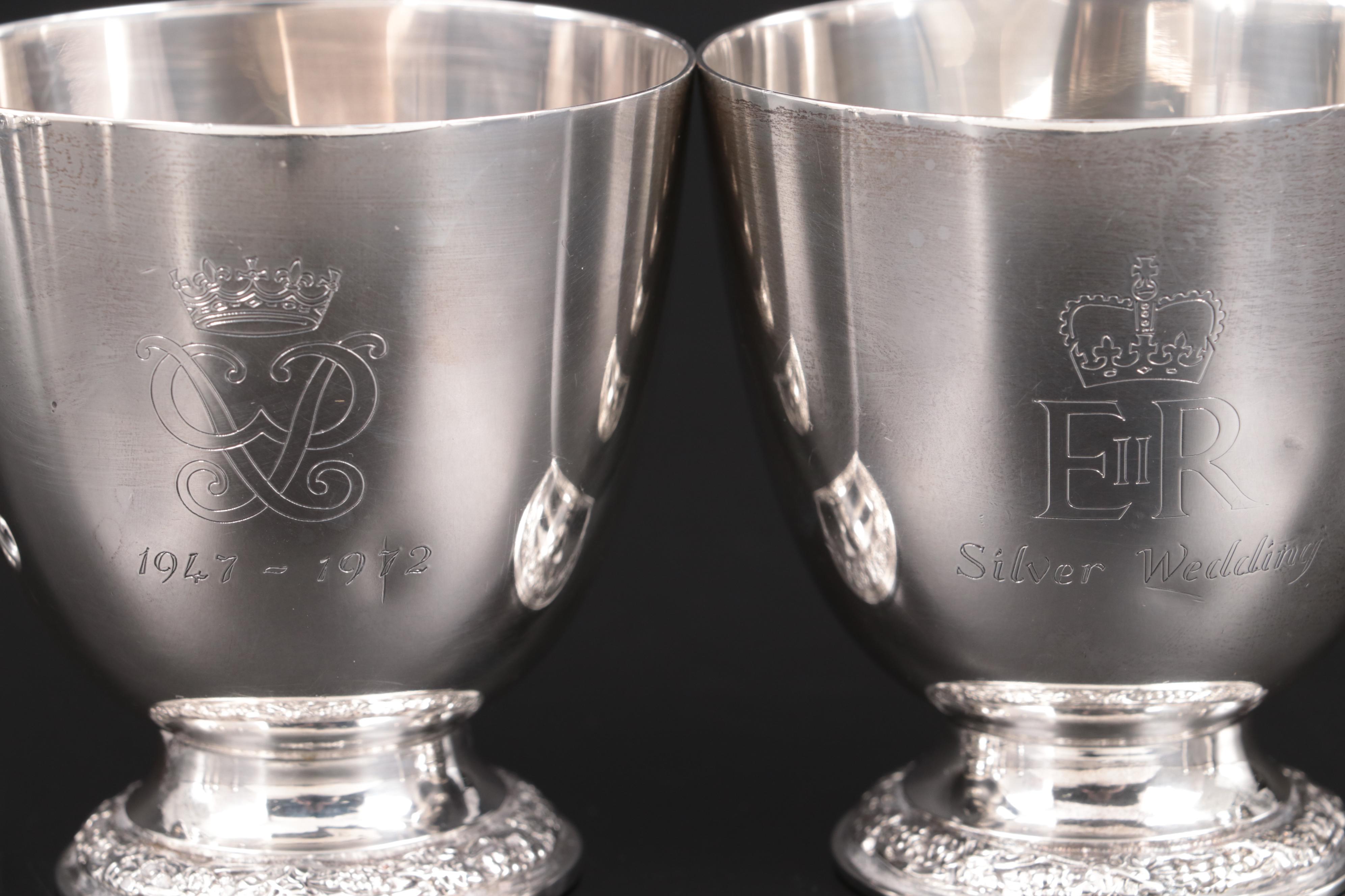 Garrard & Co. Sterling Silver Elizabeth II Wedding Anniversary Punch Set, 1972