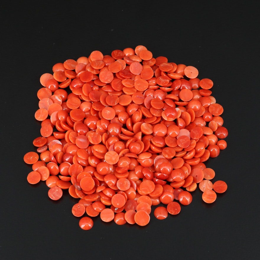 Loose Round Coral Cabochon Assortment