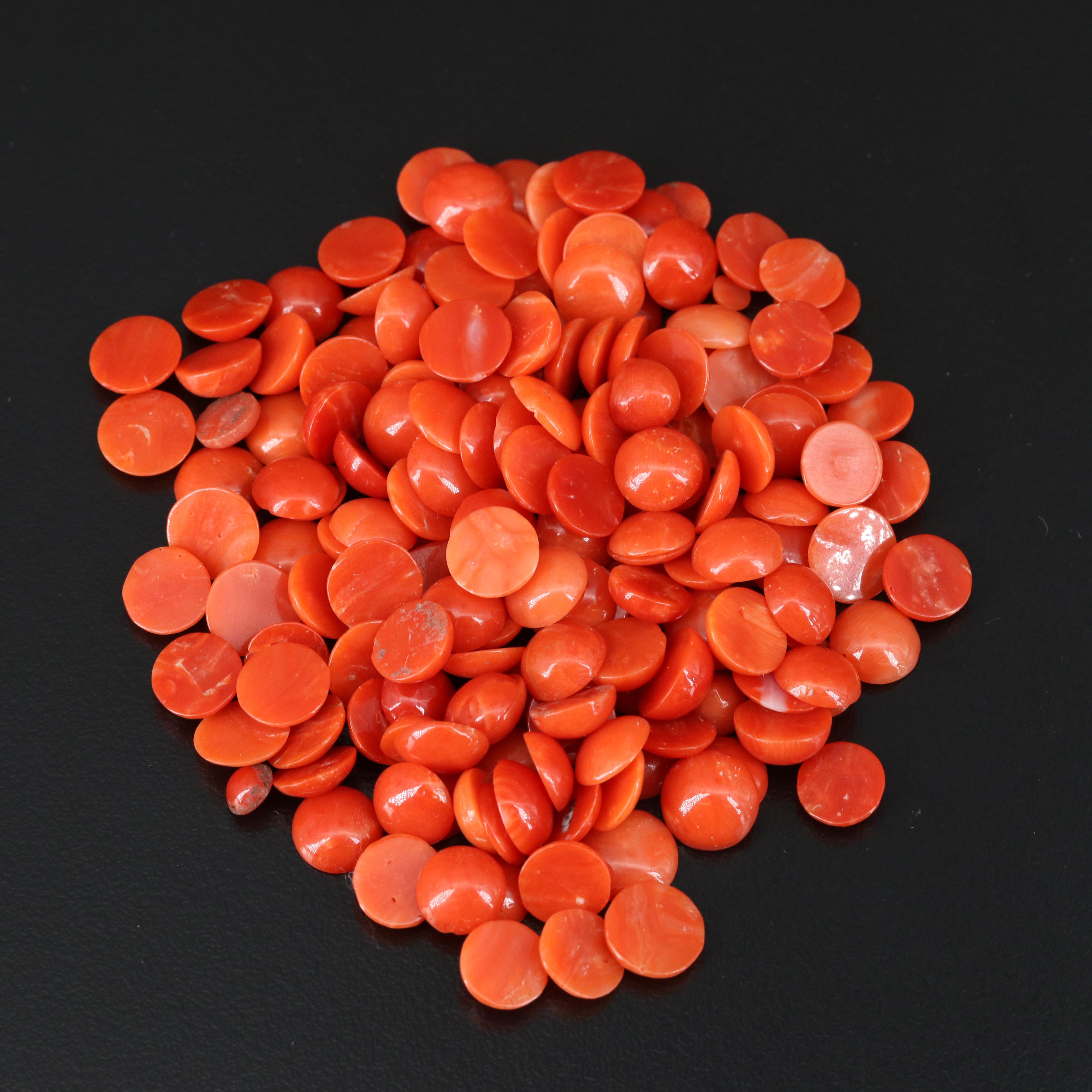 Loose Round Coral Cabochon Assortment