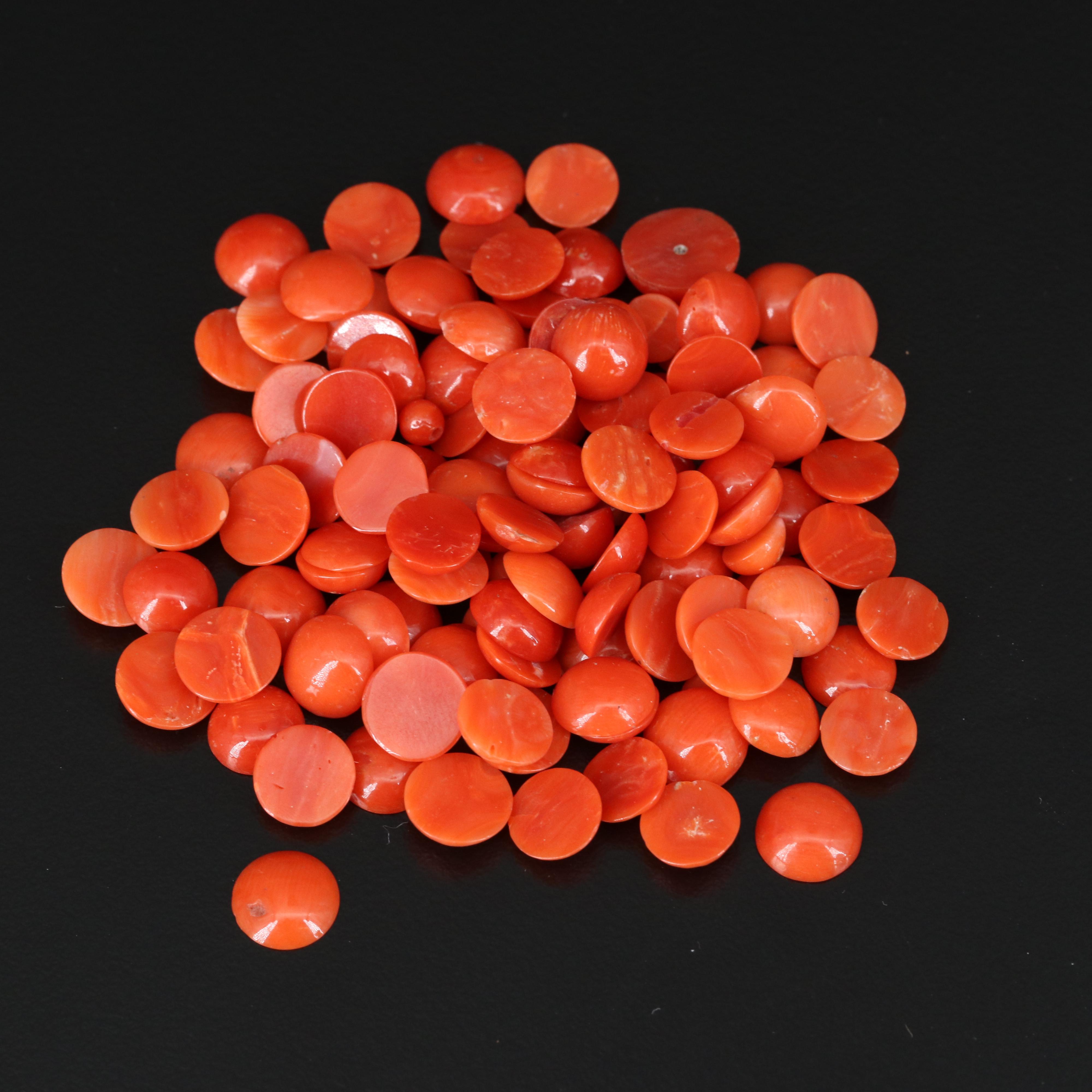 Loose Round Coral Cabochon Assortment