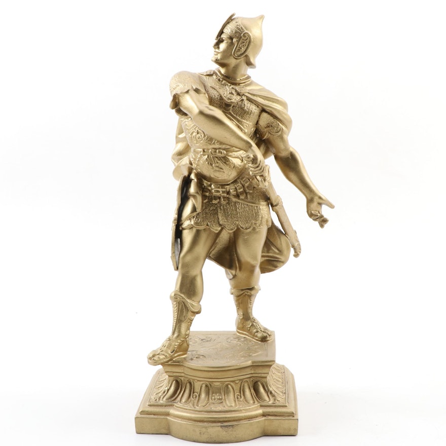 Gilt Painted Spelter Figure of Roman Solider