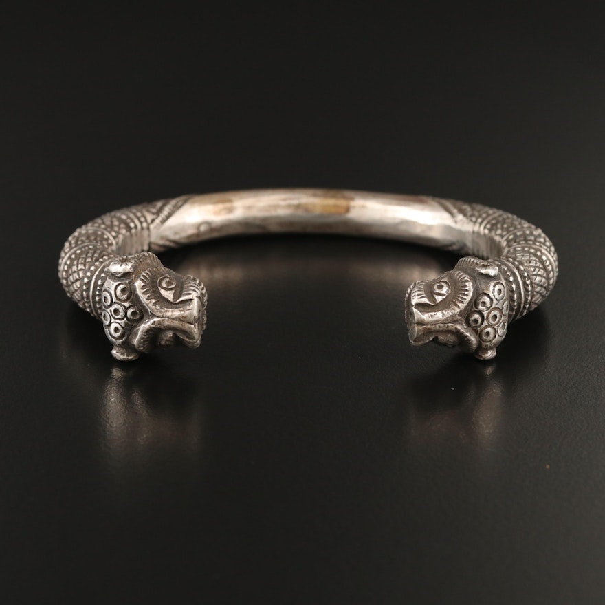 Northern Indian  Indo-Scythian Style Sterling Double Headed Lion Cuff