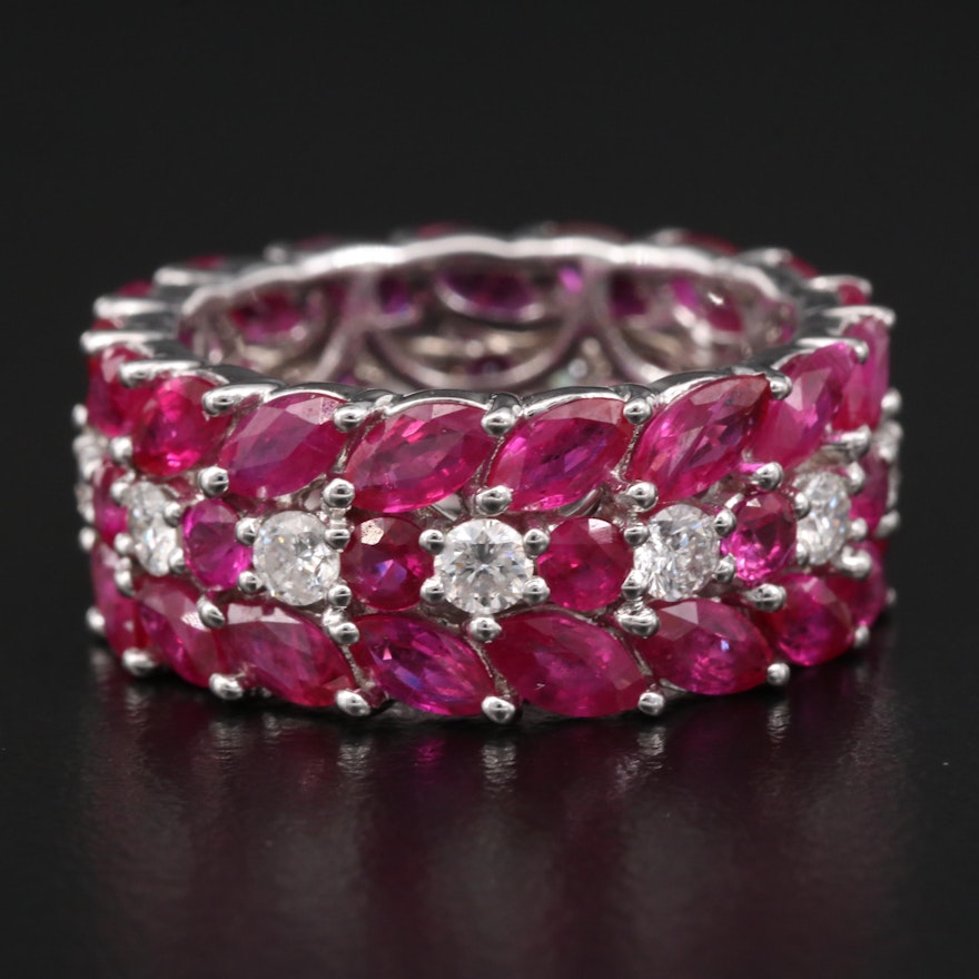 14K Diamond and Ruby Eternity Band