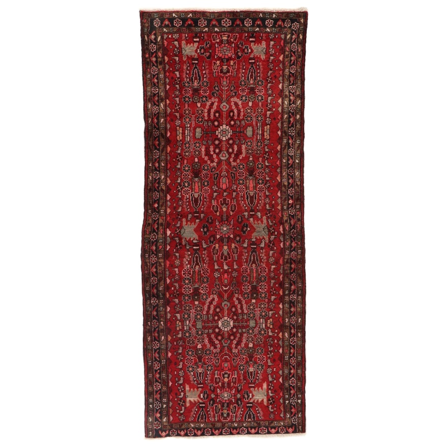 3'10 x 9'10 Hand-Knotted Persian Lilihan Wool Long Rug, circa 1960s