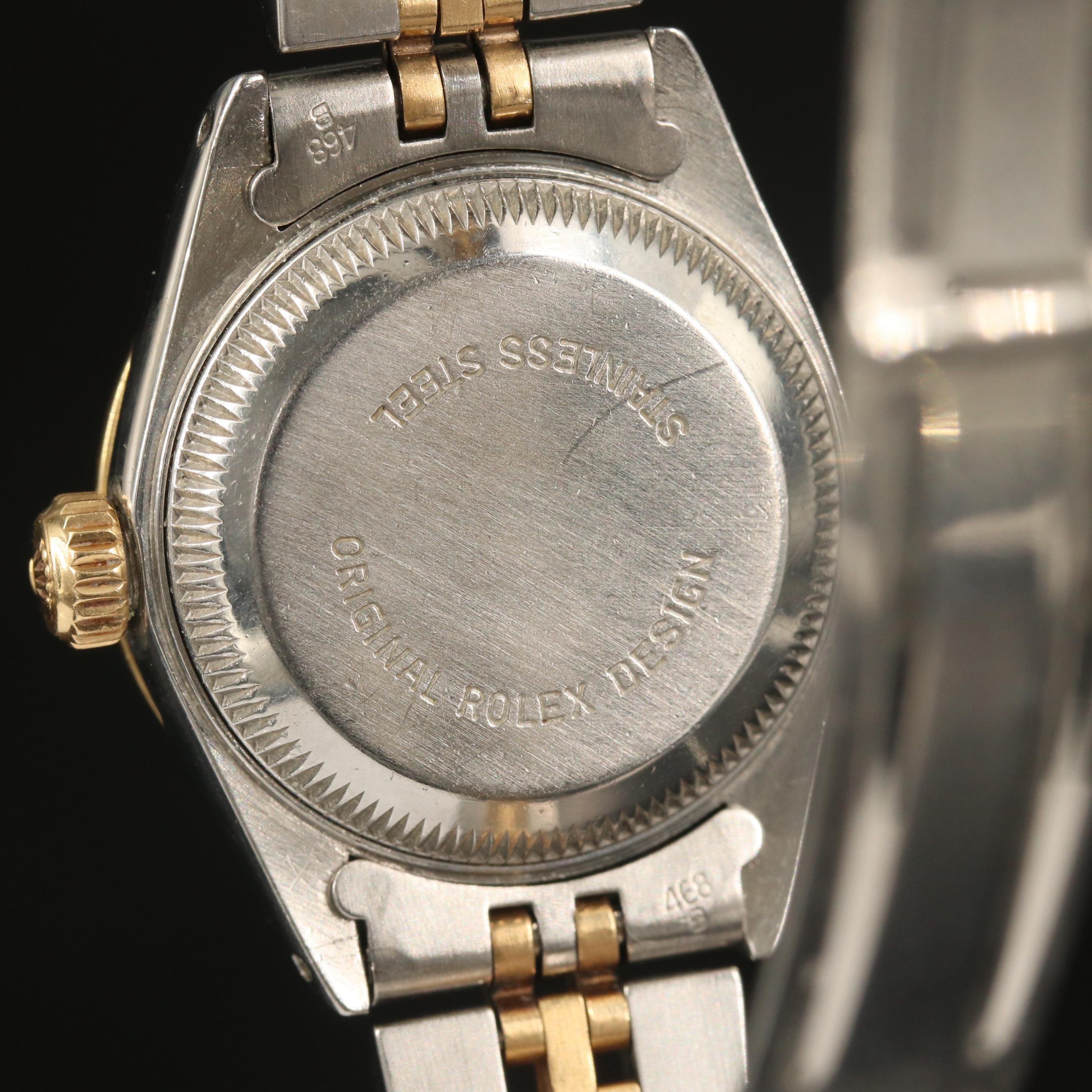 1985 Rolex Date Diamond Bezel 18K Gold and Stainless Steel Automatic Watch