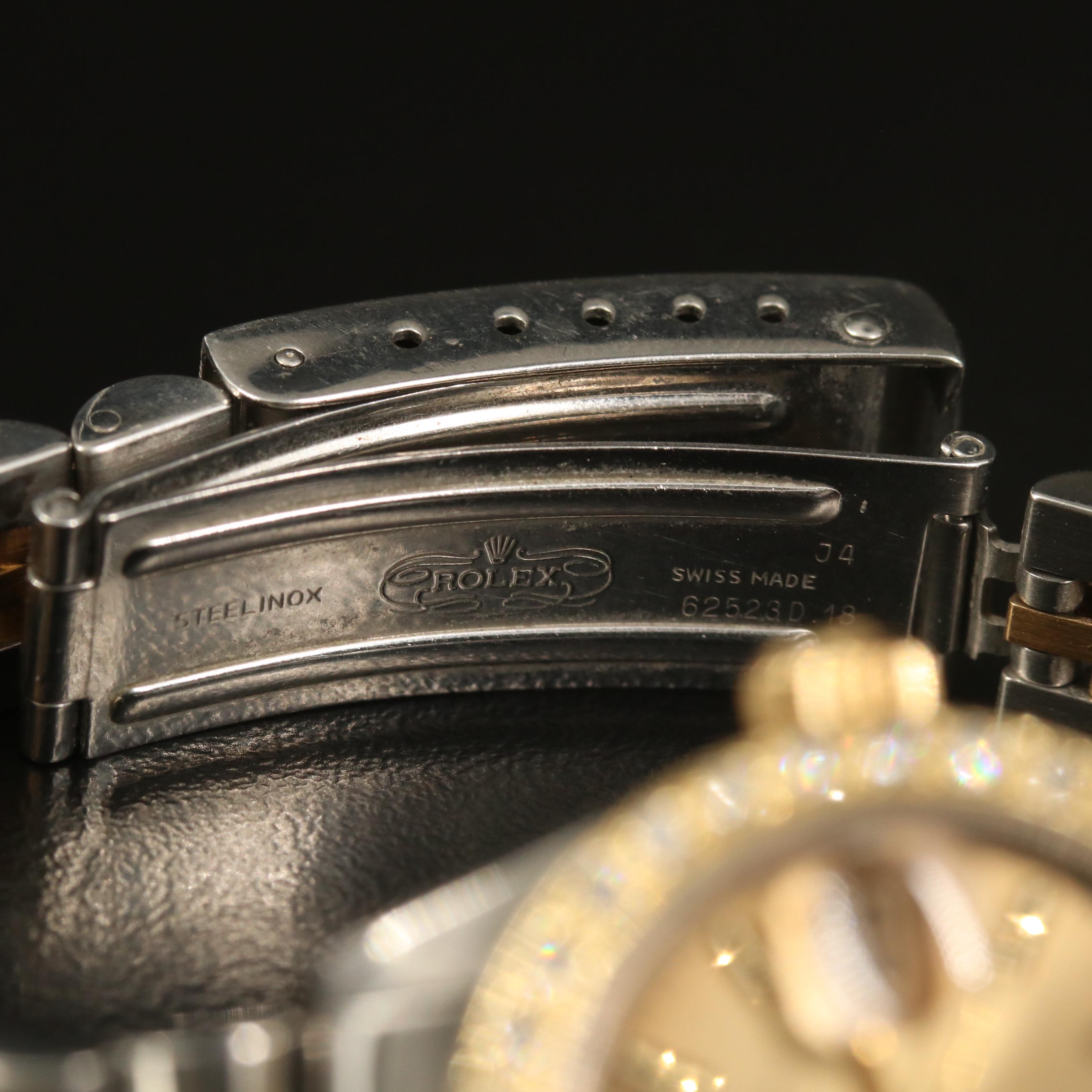 1985 Rolex Date Diamond Bezel 18K Gold and Stainless Steel Automatic Watch