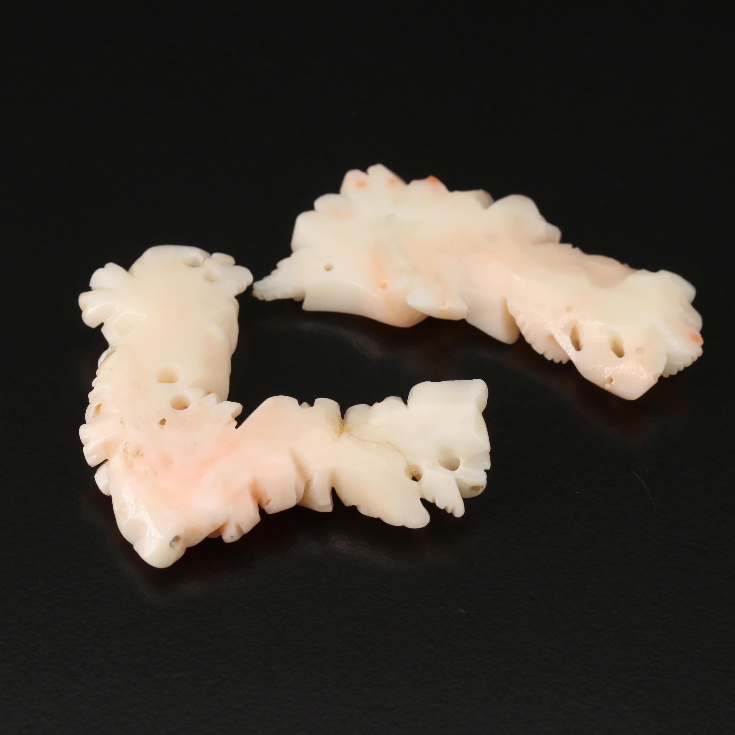 Loose Coral Floral and Animal Carvings