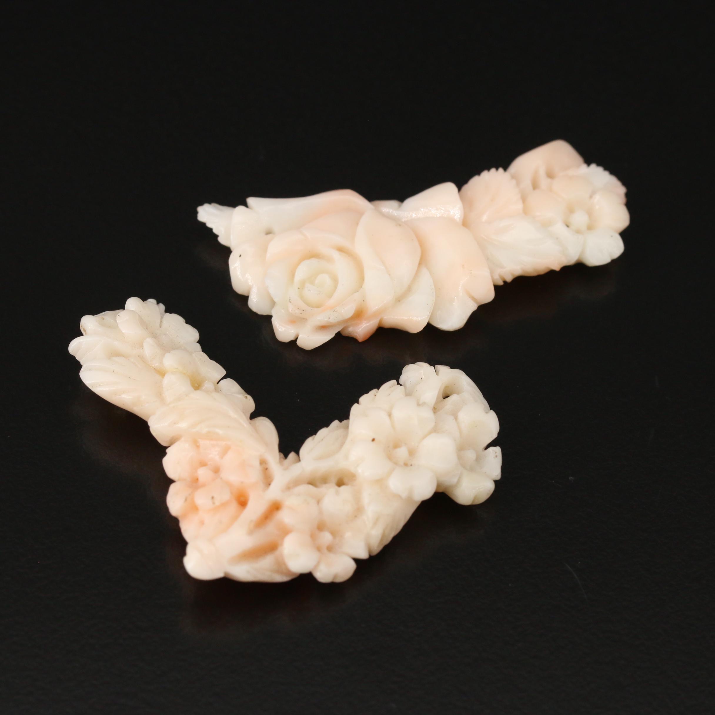 Loose Coral Floral and Animal Carvings