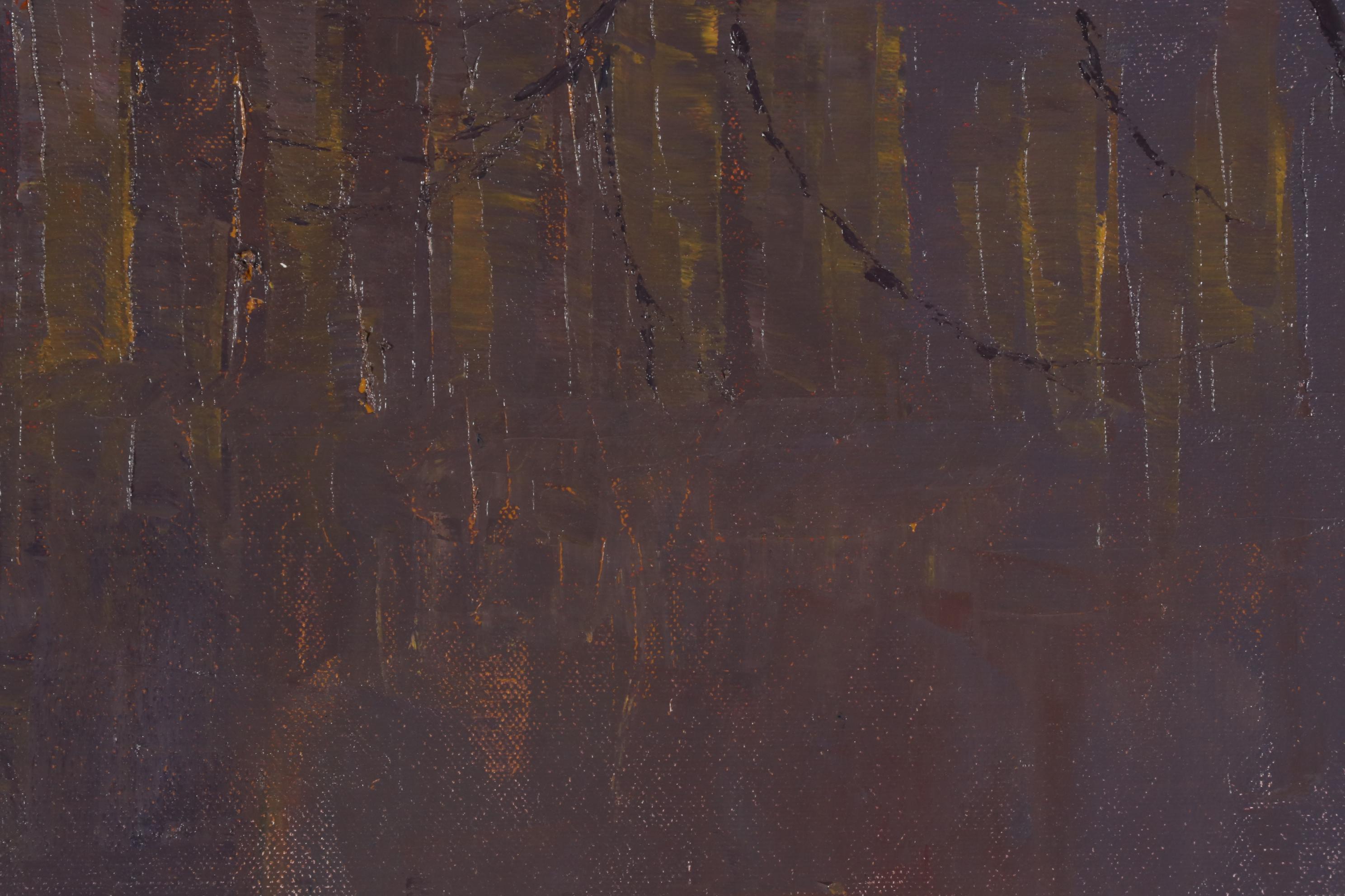 Sang Choi Impressionist Oil Painting of City Street in Rain