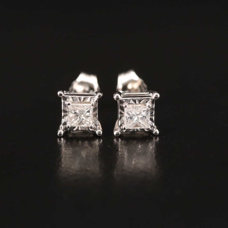 Sterling 0.34 CTW Diamond Stud Earrings