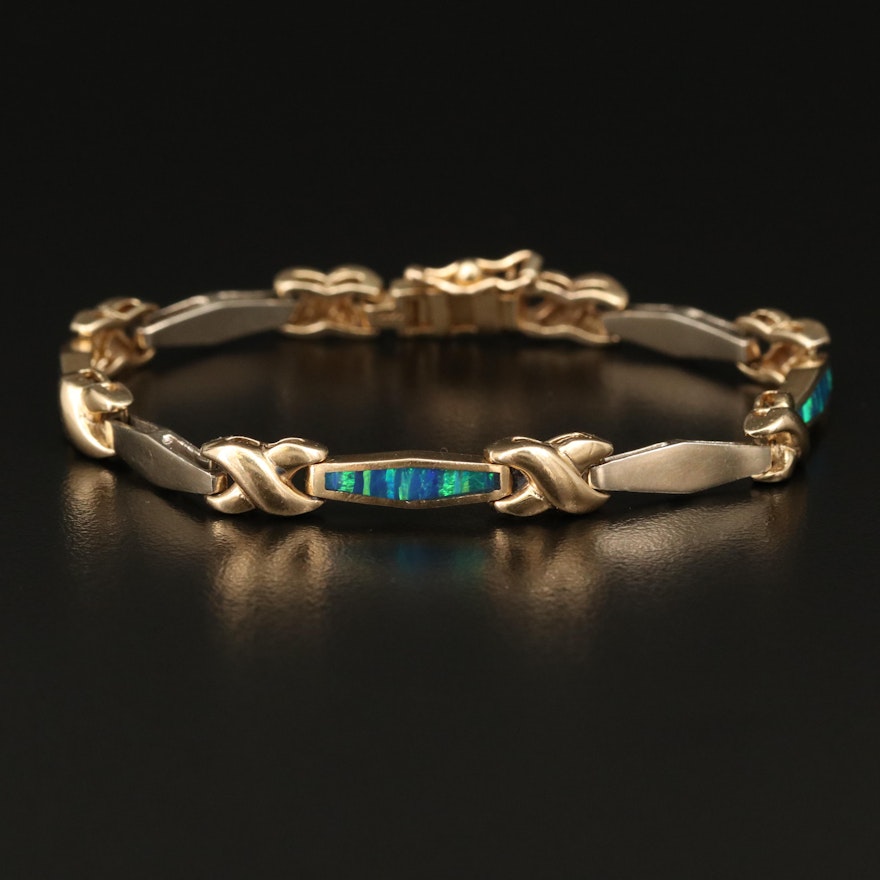 14K Opal Inlay Link Bracelet